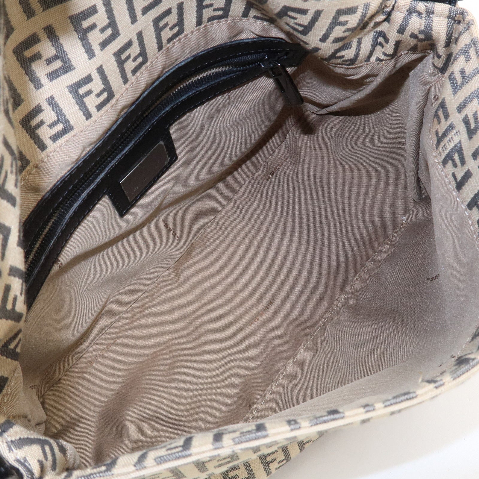 FENDI Zucchino Mamma Baguette Canvas Leather Shoulder Bag 8BR001