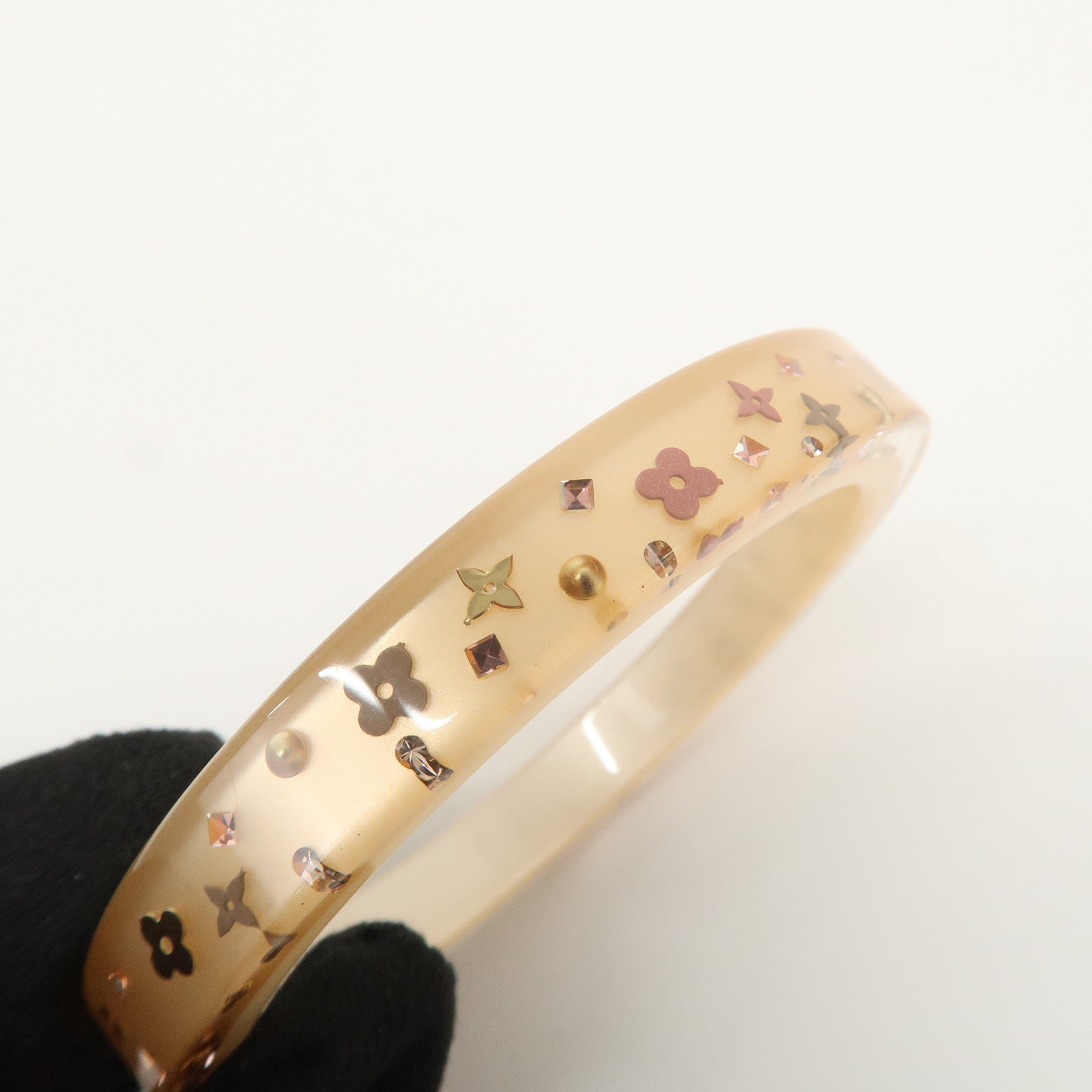 Louis Vuitton Inclusion Bracelet Bangle M Clear Pink Beige M67090