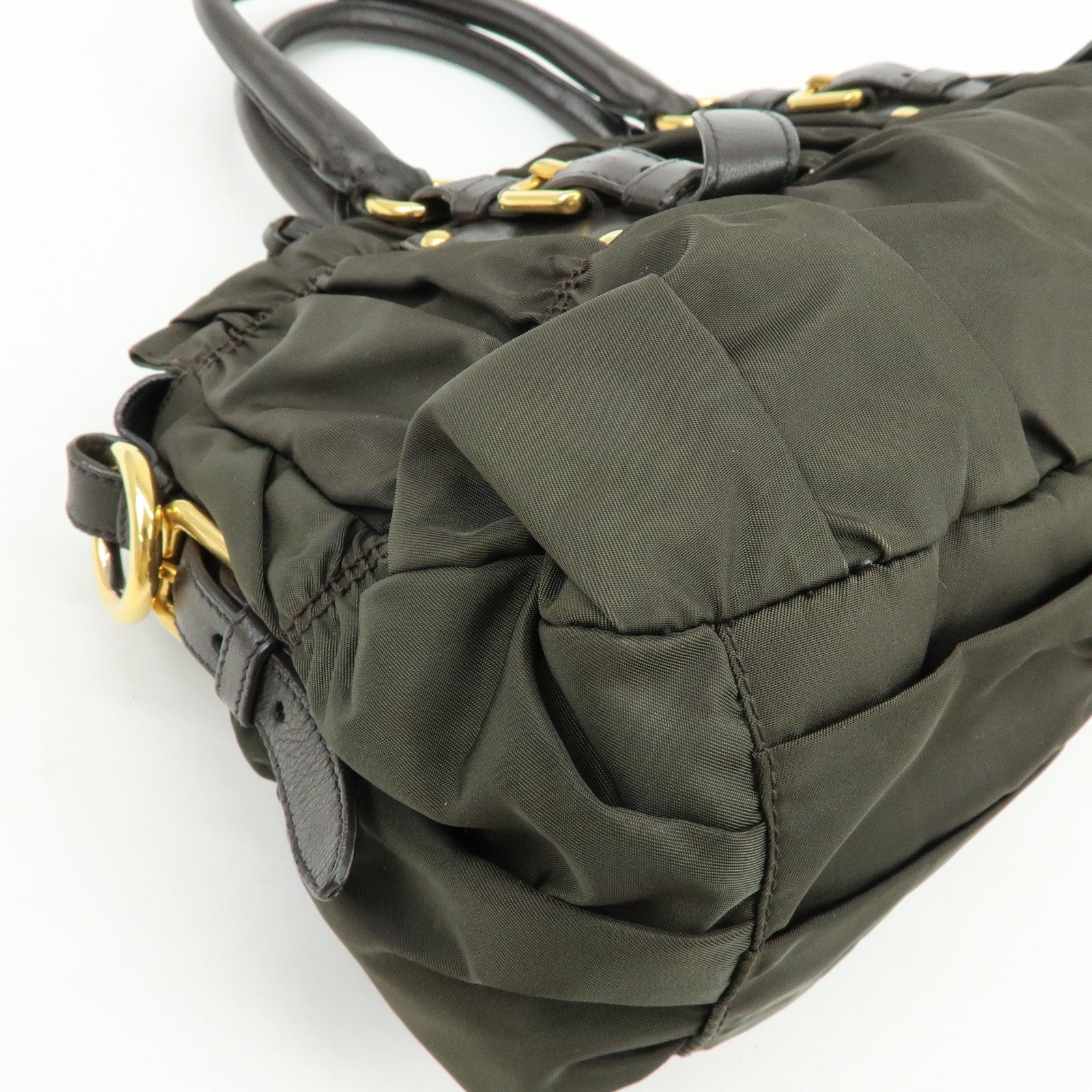 PRADA Nylon 2Way Bag Hand Bag Shoulder Bag Khaki Brown BN2346