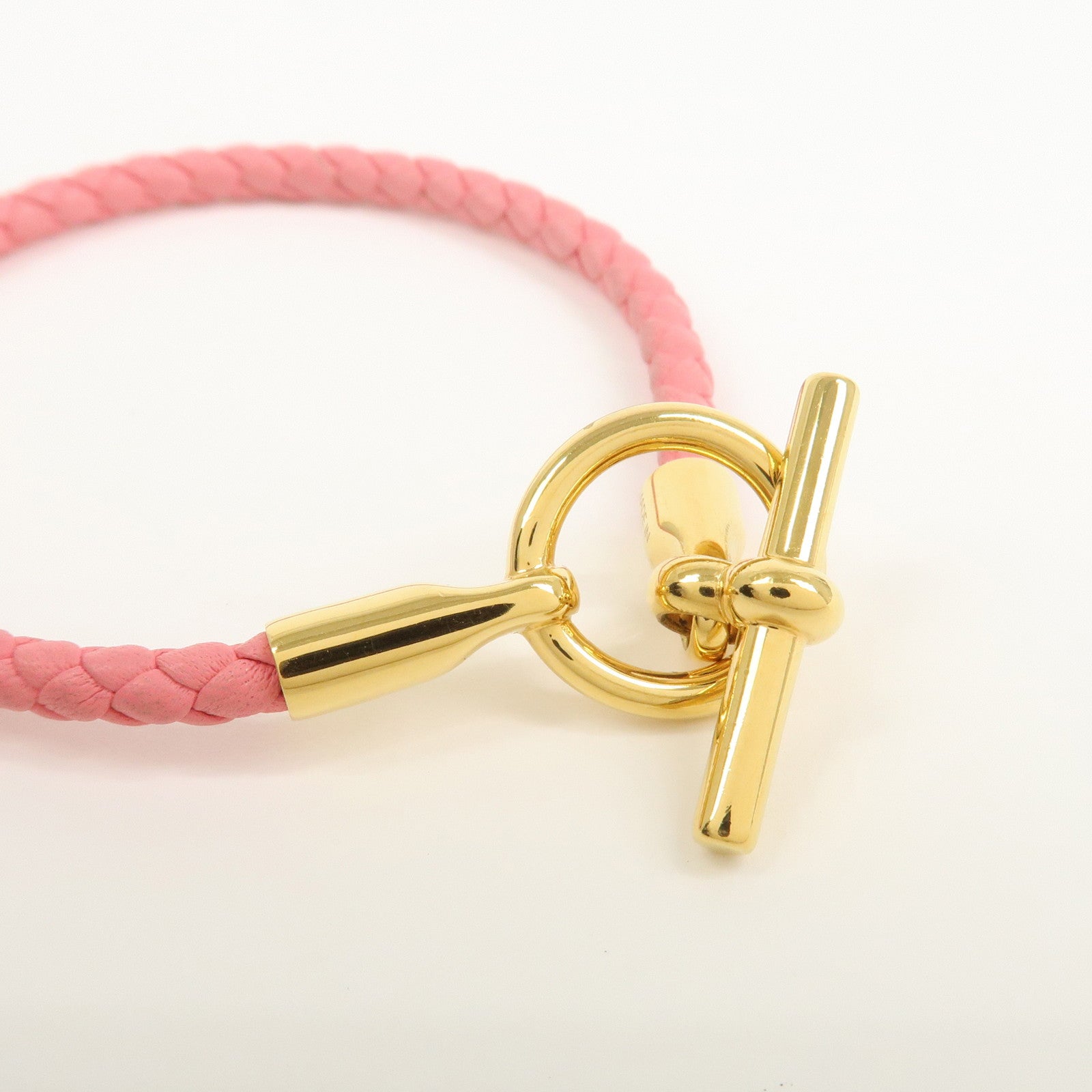 HERMES Glenan H Tresse en Veau Swift Leather Bracelet Pink