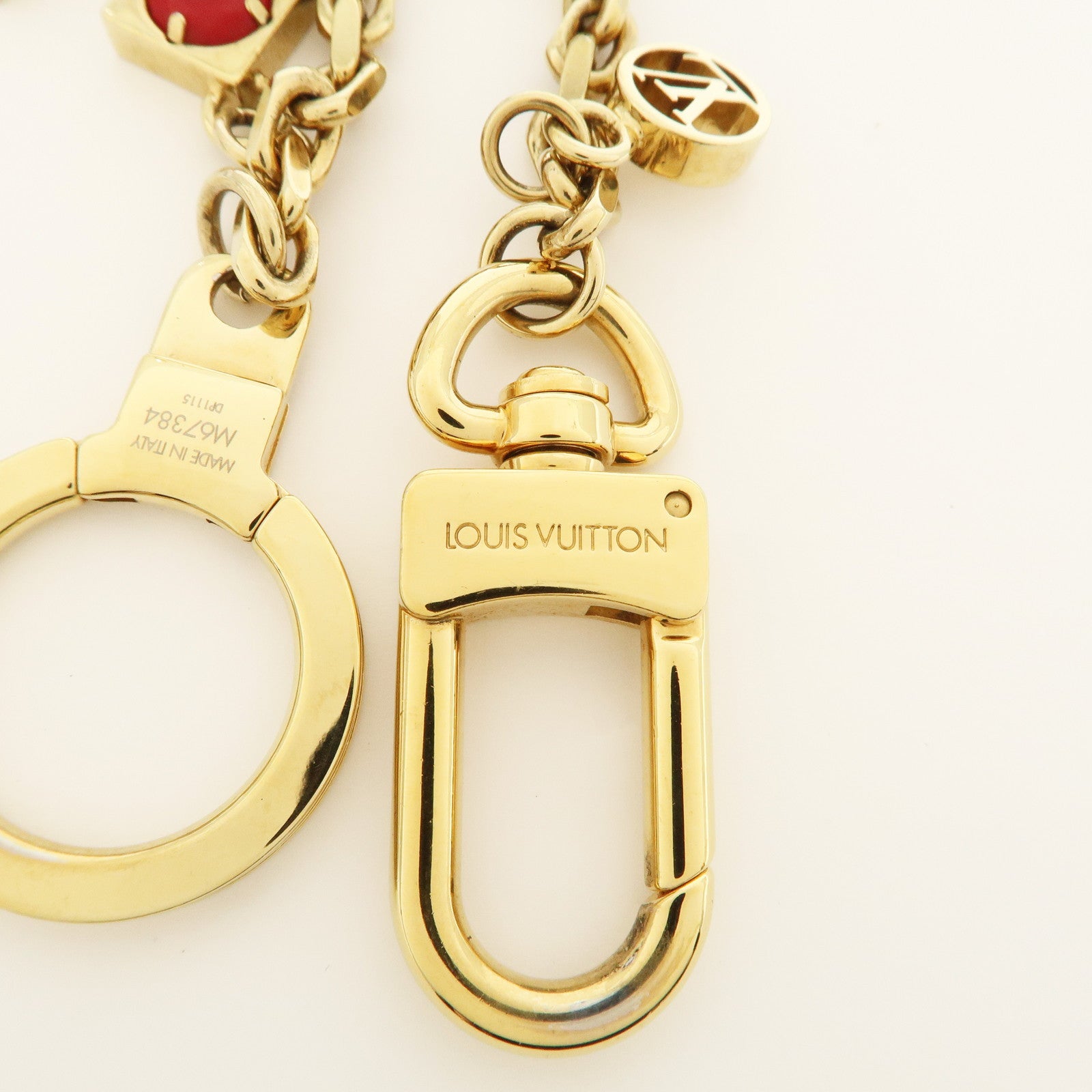 Louis Vuitton Malletage Flowers GP Metal Key Ring Black Gold M67384