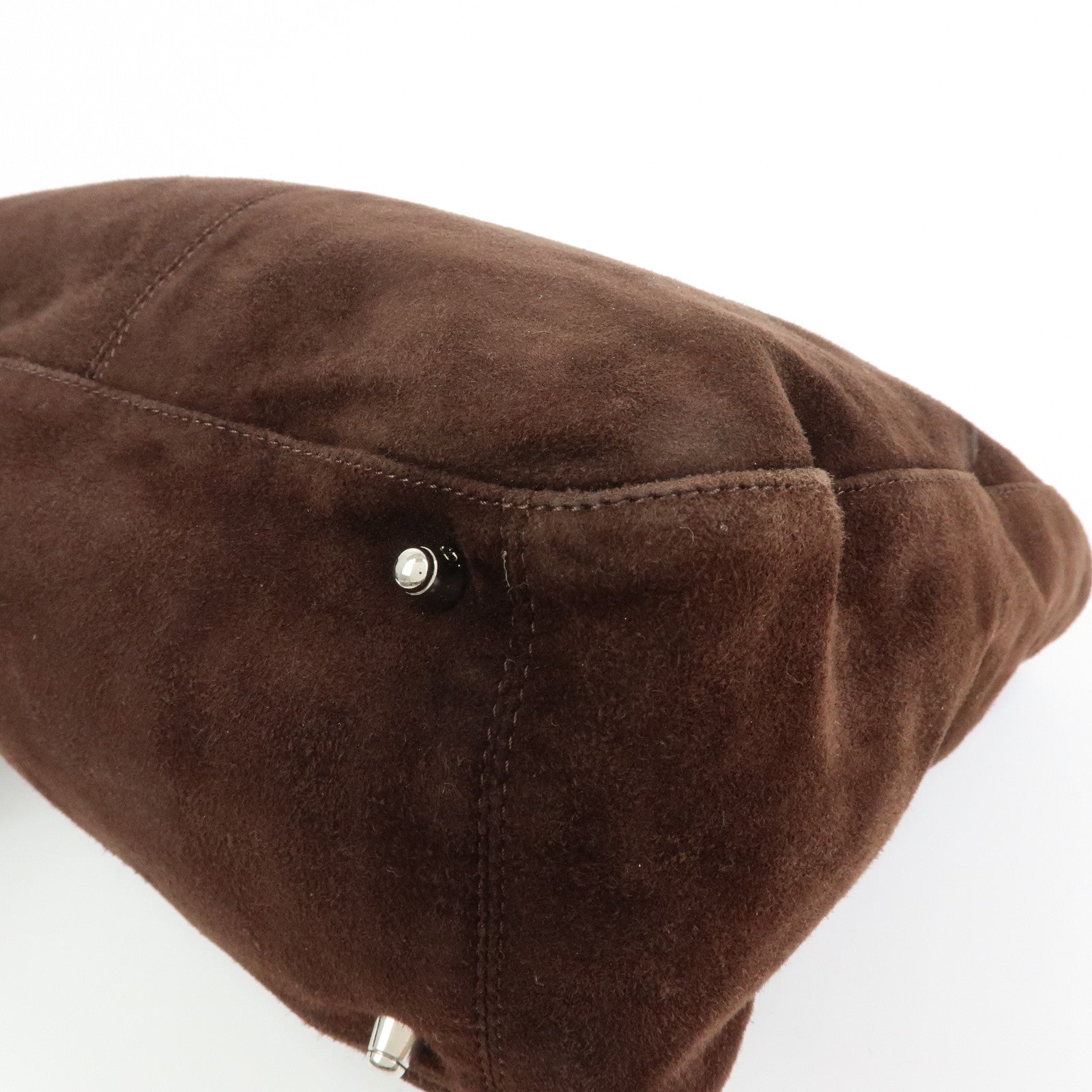 FENDI Suede Leather Tote Bag Hand Bag Brown 26329