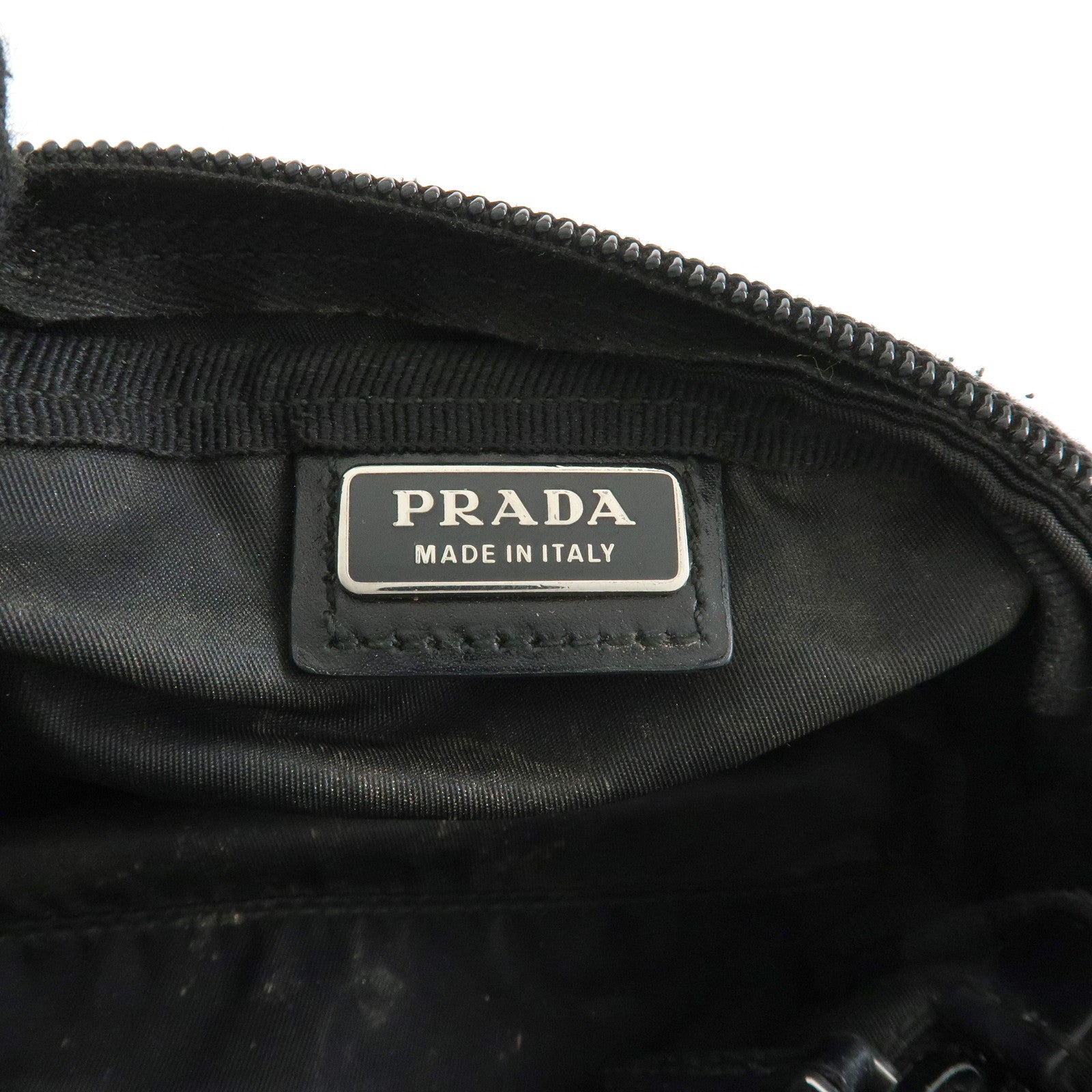 PRADA Triangle Logo Nylon Leather Pouch Cosmetic Case Black