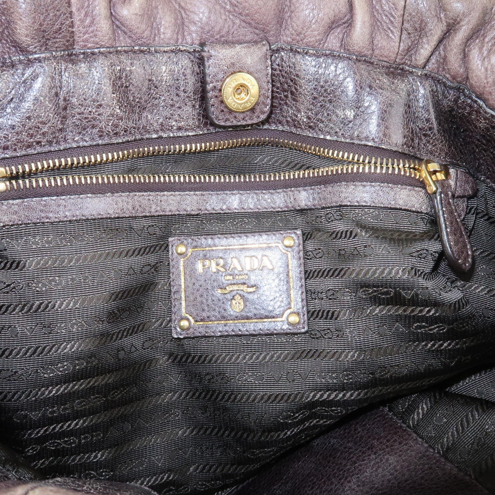 PRADA Leather 2Way Bag Hand Bag Shoulder Bag Brown