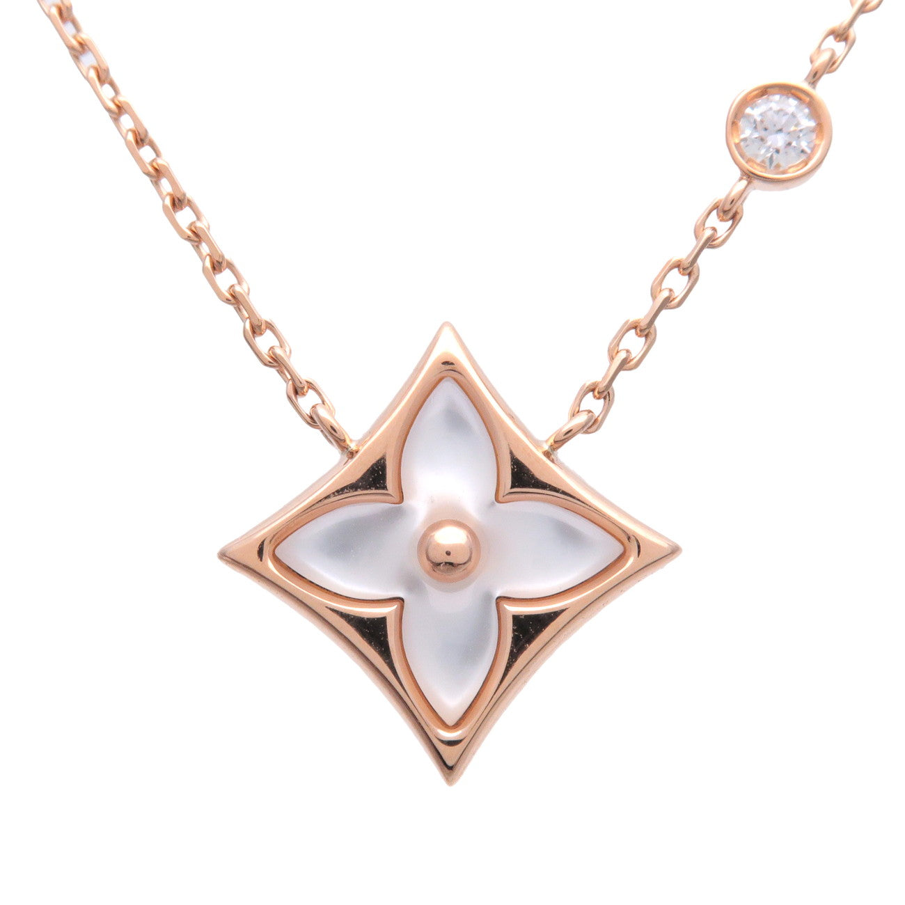 Louis Vuitton Star Blossom BB 1P Diamond Necklace K18PG Q93612