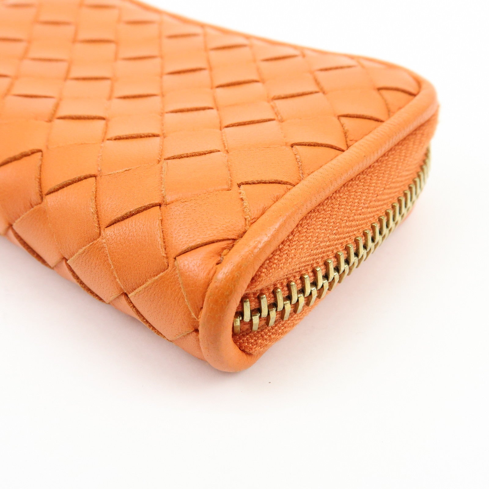 BOTTEGA VENETA Intrecciato Lamb Skin Coin Case Orange 114075