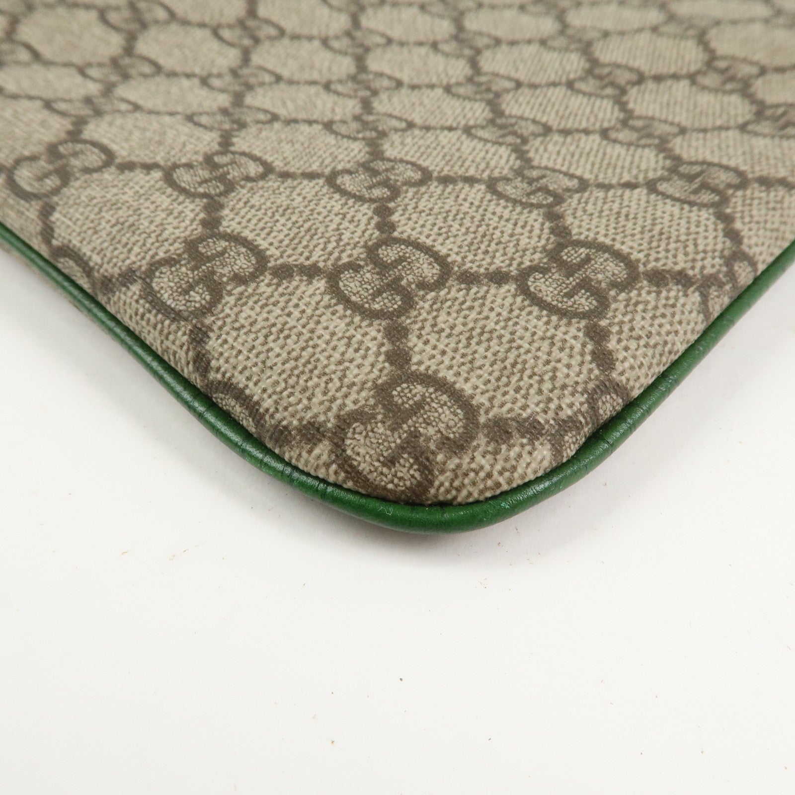 GUCCI GG Supreme Leather Hand Bag Tote Bag Beige Green 114600