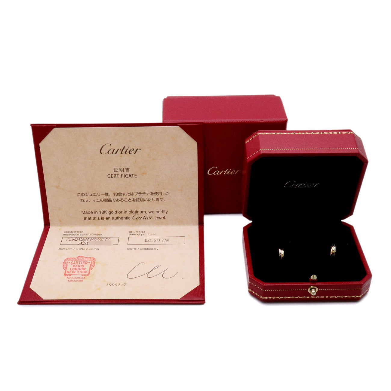 Cartier Trinity Earrings K18 750 White Gold Rose Gold Yellow Gold