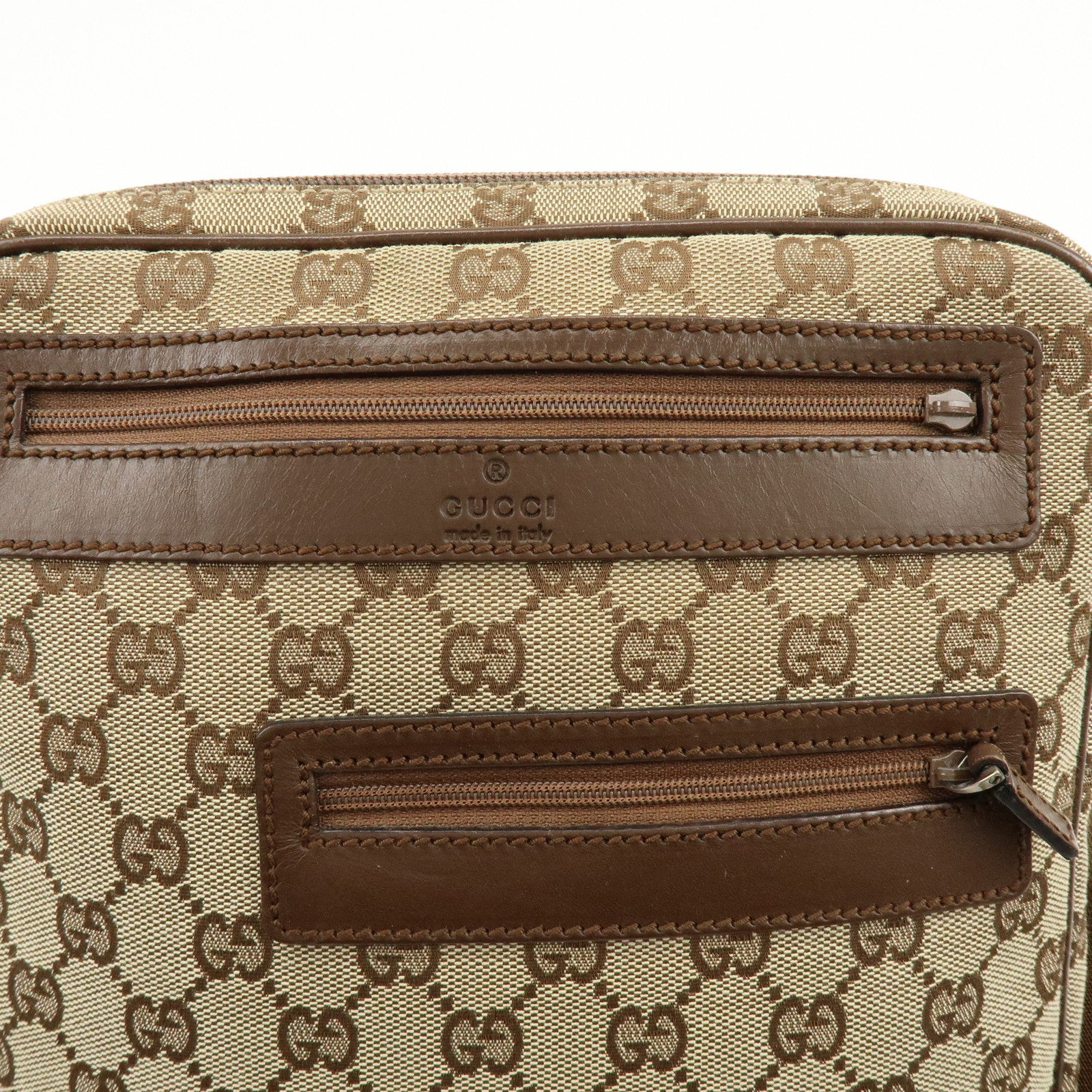 GUCCI GG Canvas Leather Shoulder Bag Crossbody Bag Brown 92551