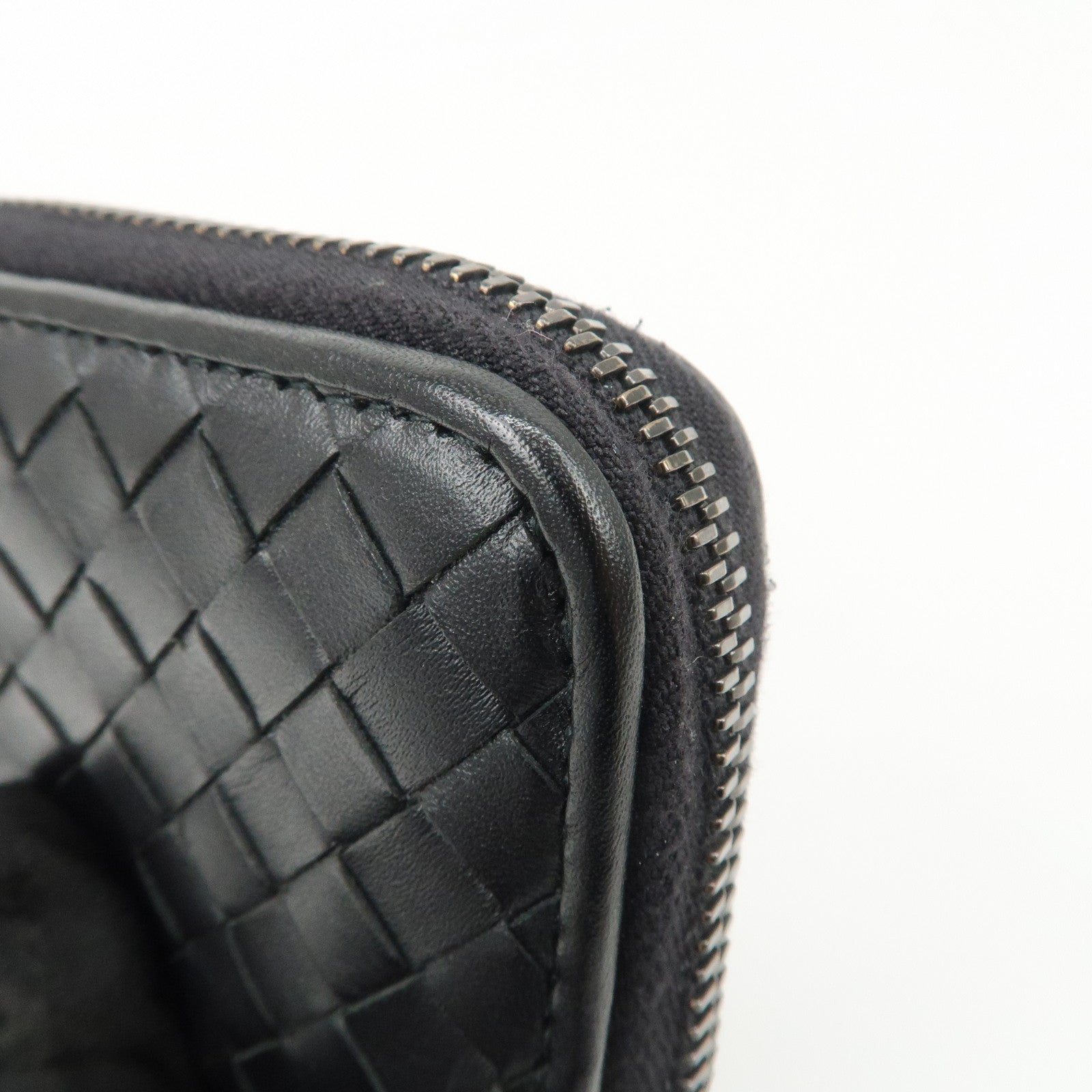 BOTTEGA VENETA Intrecciato Leather Coin Case Card Case Black