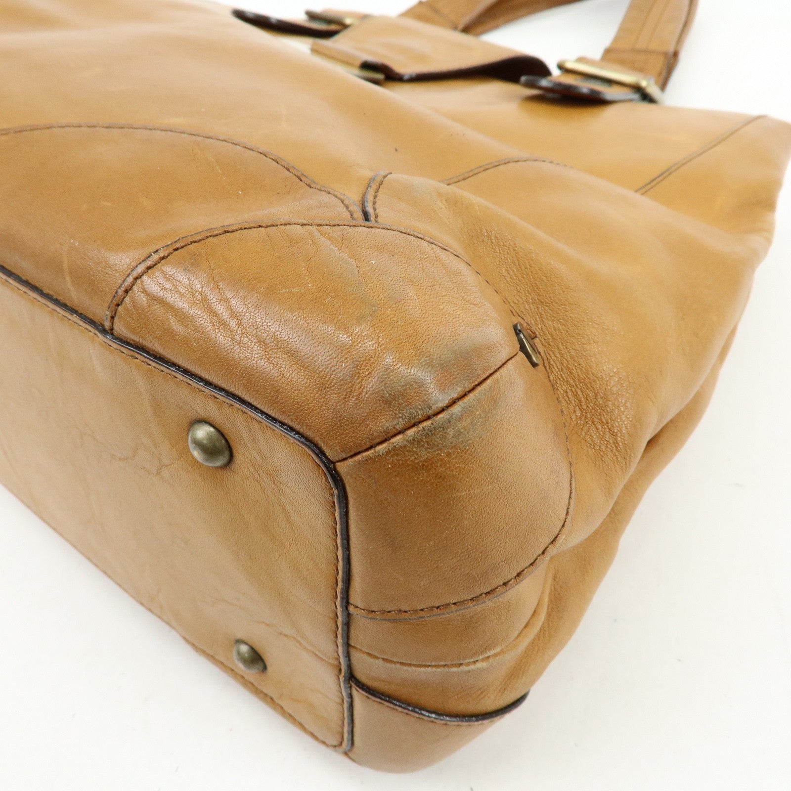 Chloe Maroquinerie Leather Tote Bag Shoulder Bag Hand Bag Brown