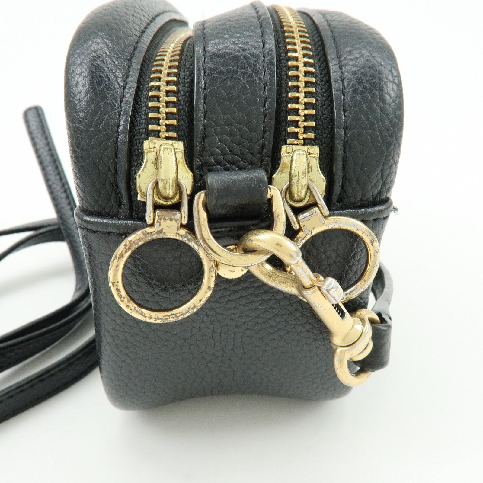 TORY BURCH  Leather Double T Shoulder Bag Crossbody Bag Black