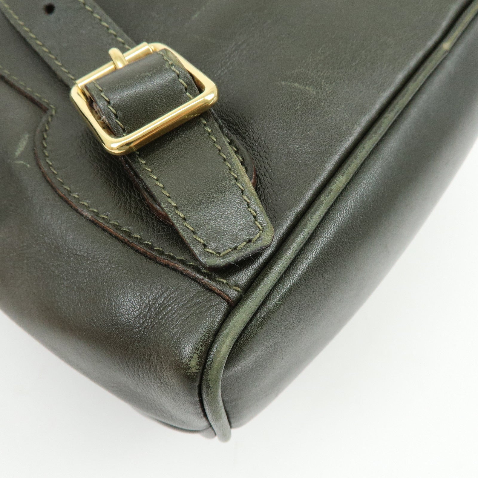 GUCCI Bamboo Leather Backpack Rucksack Khaki 003・1705・0030