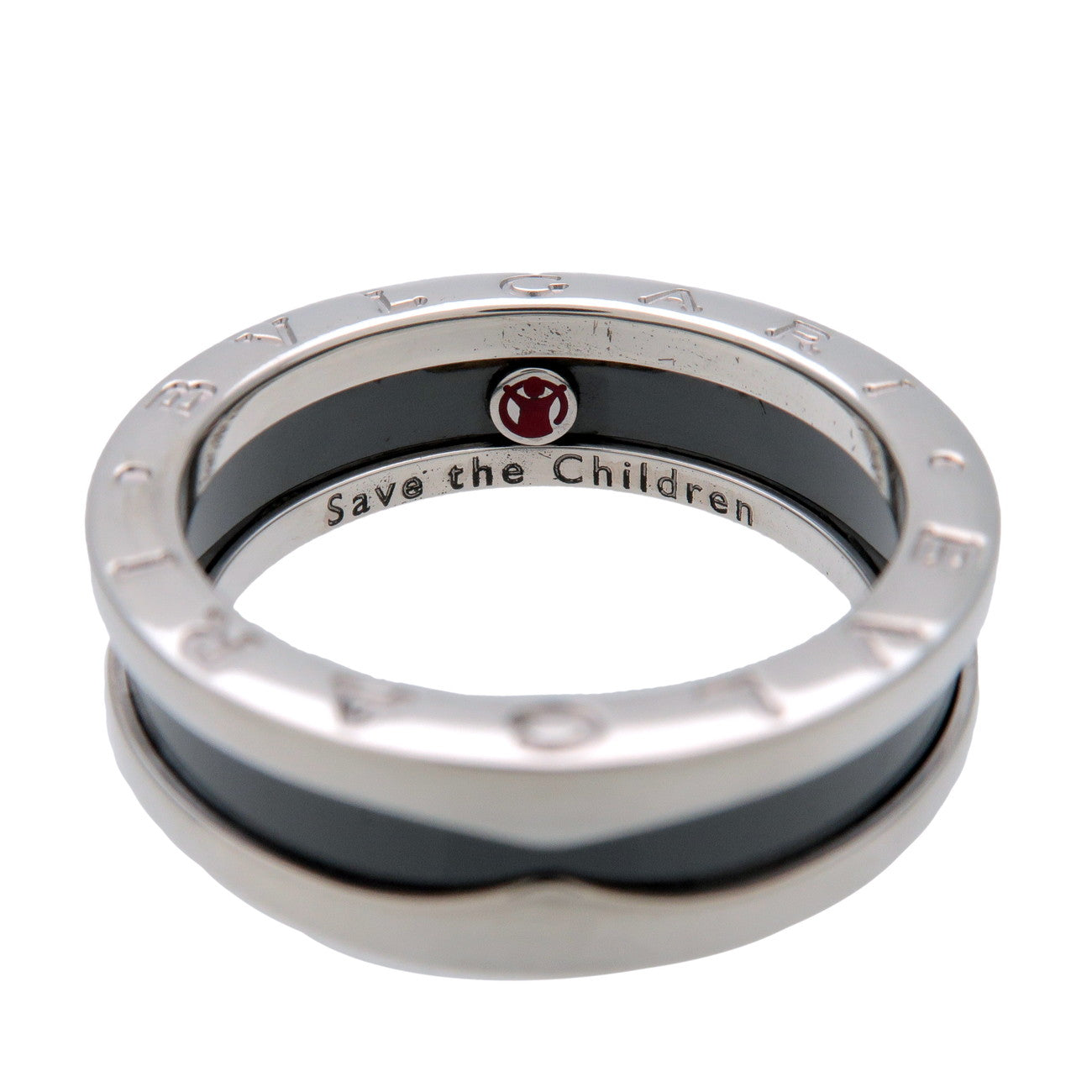 BVLGARI B-Zero1 Save the Children Ring SV925 Silver Black #58 US8