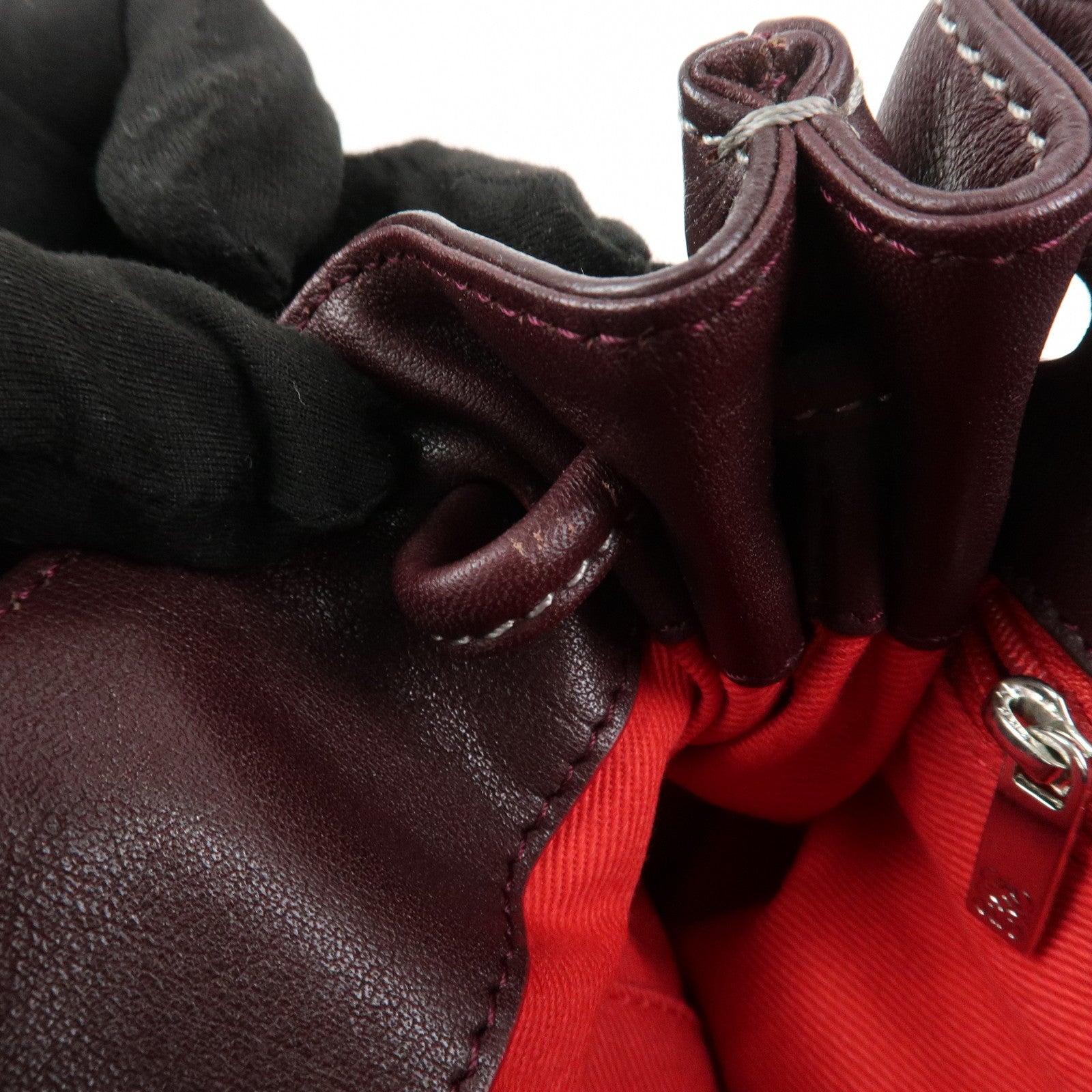 LOEWE Anagram Logo Leather Suede Hand Bag Brown Bordeaux