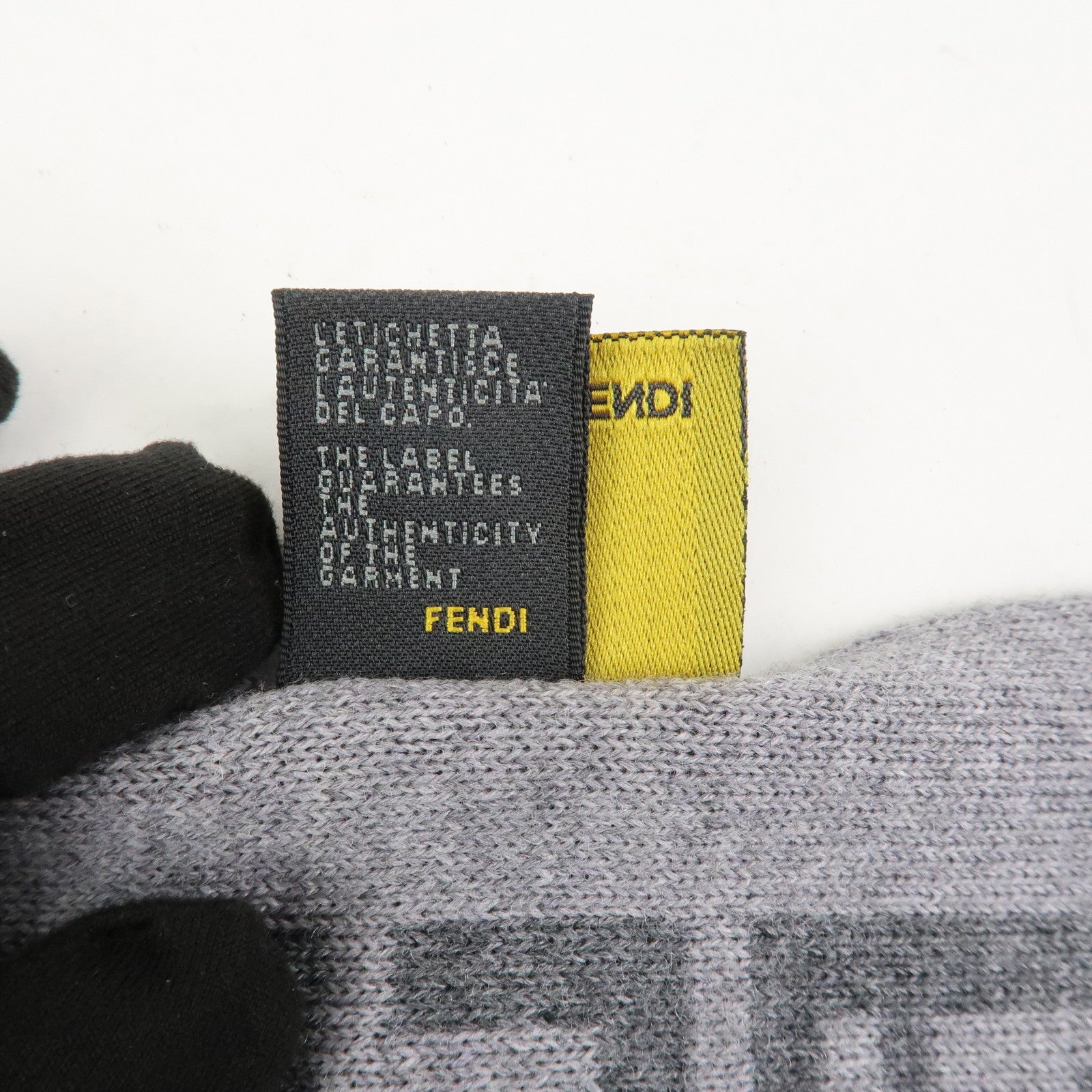 FENDI Zucca Wool 100% Scarf Stole 170×27 Gray