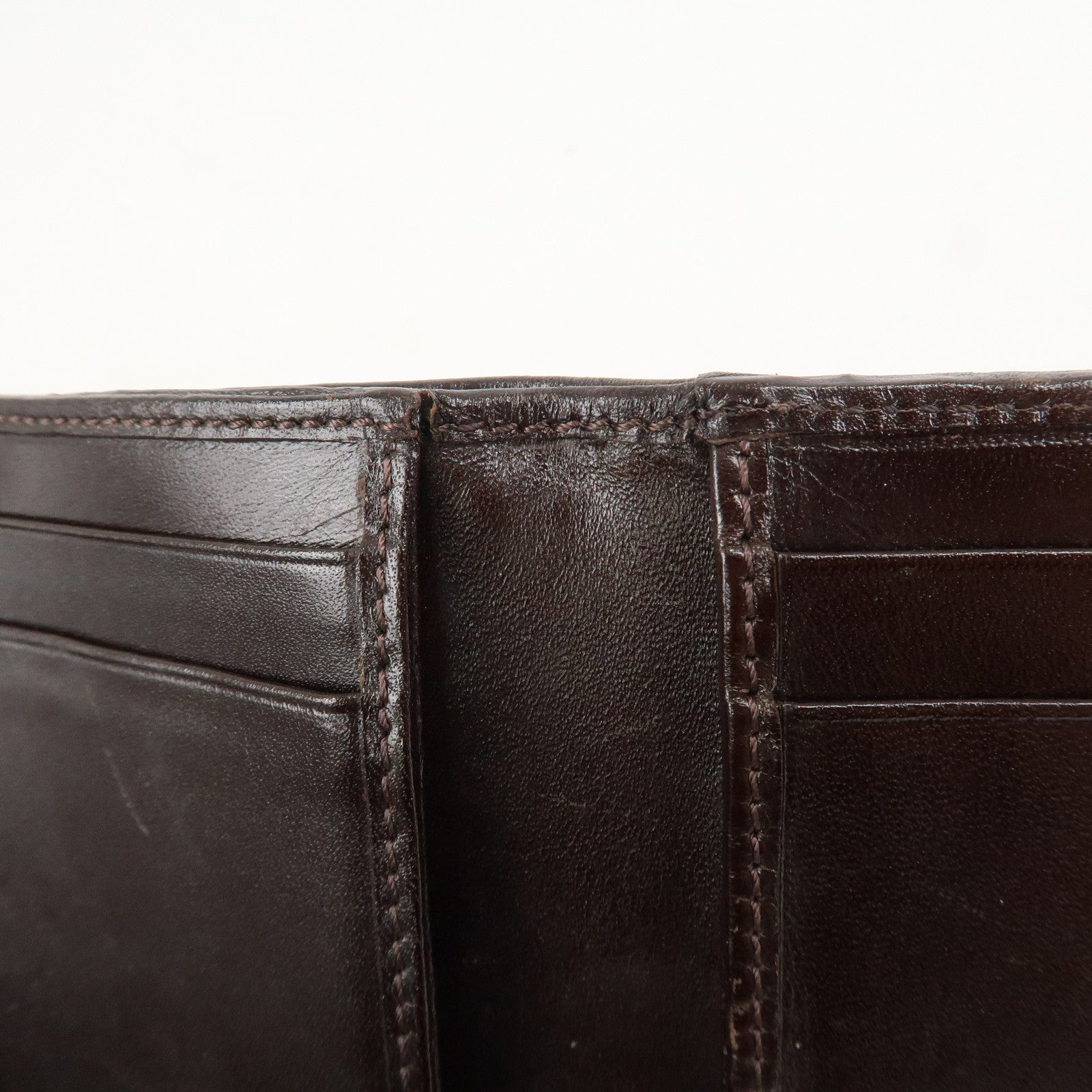 FENDI Zucca Canvas Leather Tri-fold Compact Wallet Brown 30959