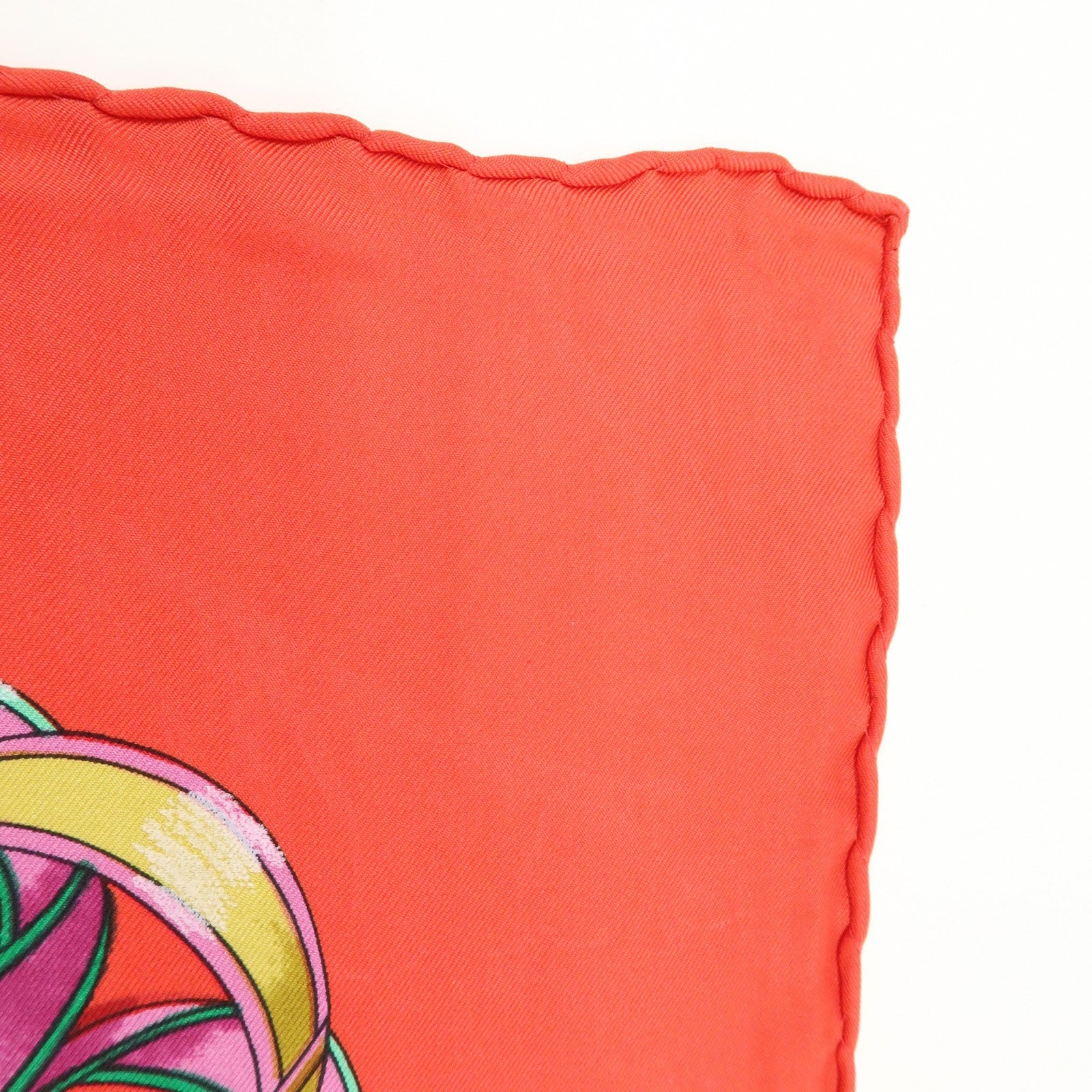 HERMES Carre 90 Silk 100% LES RUBANS DU CHEVAL Scarf White Red