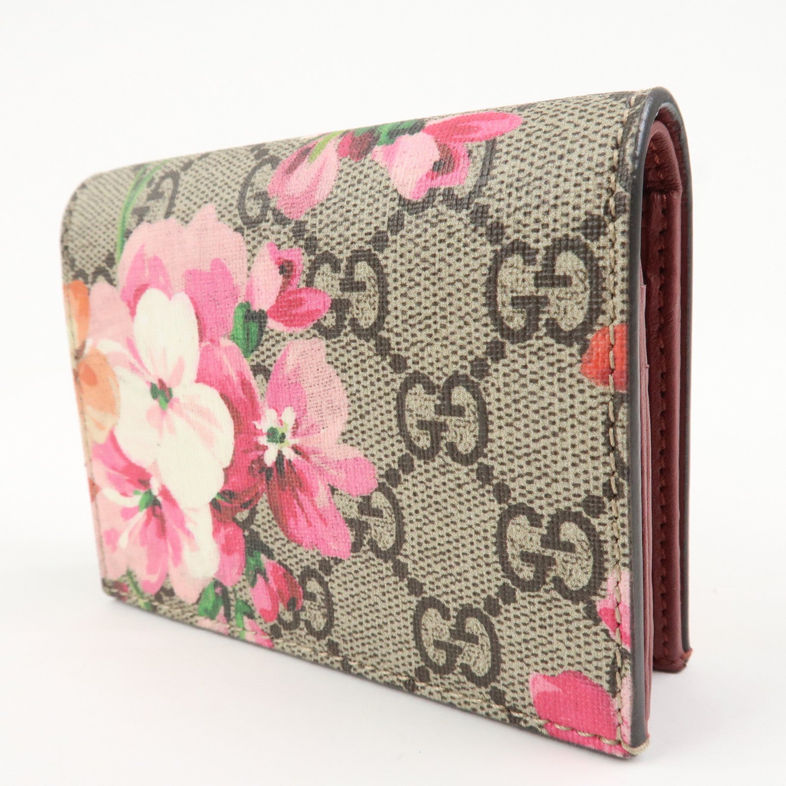GUCCI GG Brooms GG Supreme Compact Wallet Beige Pink 453176