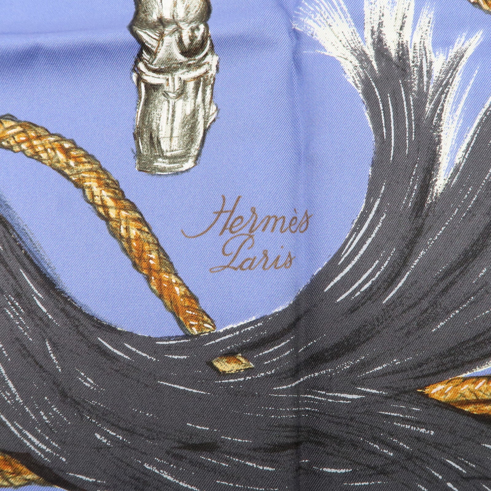 HERMES Carre 90 Silk 100% Scarf A Propos de Bottes Blue