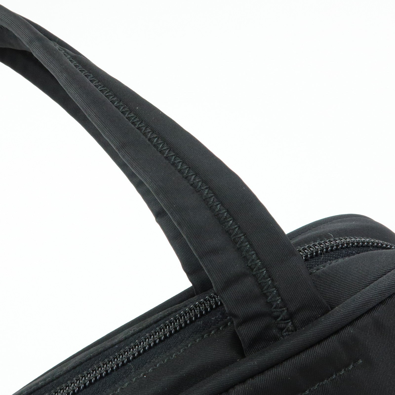 PRADA Triangle Logo Nylon Hand Bag Mini Tote Bag Black B8495