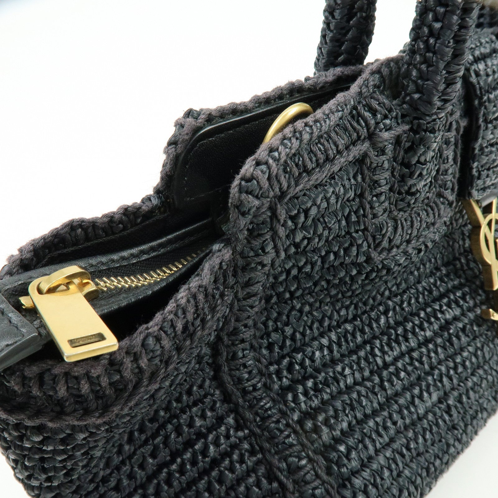 SAINT LAURENT PARIS Baby Downtown Cabas Raffia 2Way Hand Bag 436834