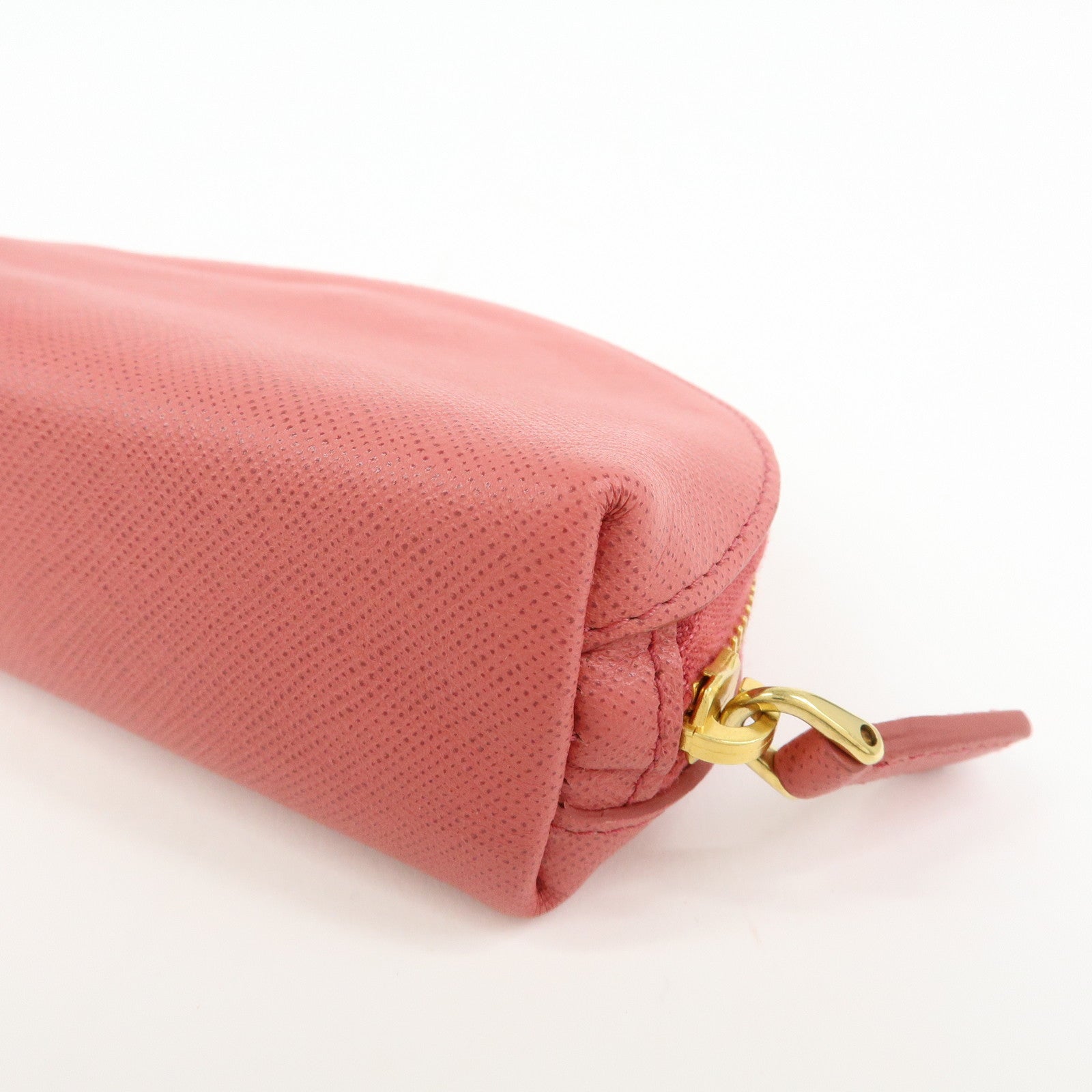 PRADA Saffiano Leather Bag Charm Accessory Pouch Pink 1M1218