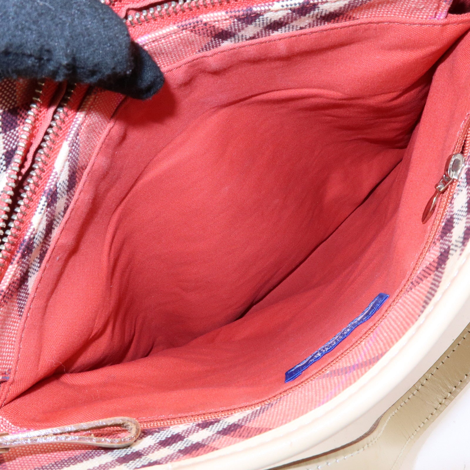 BURBERRY Blue Label Canvas Leather Shoulder Bag Hand Bag Pink Beige