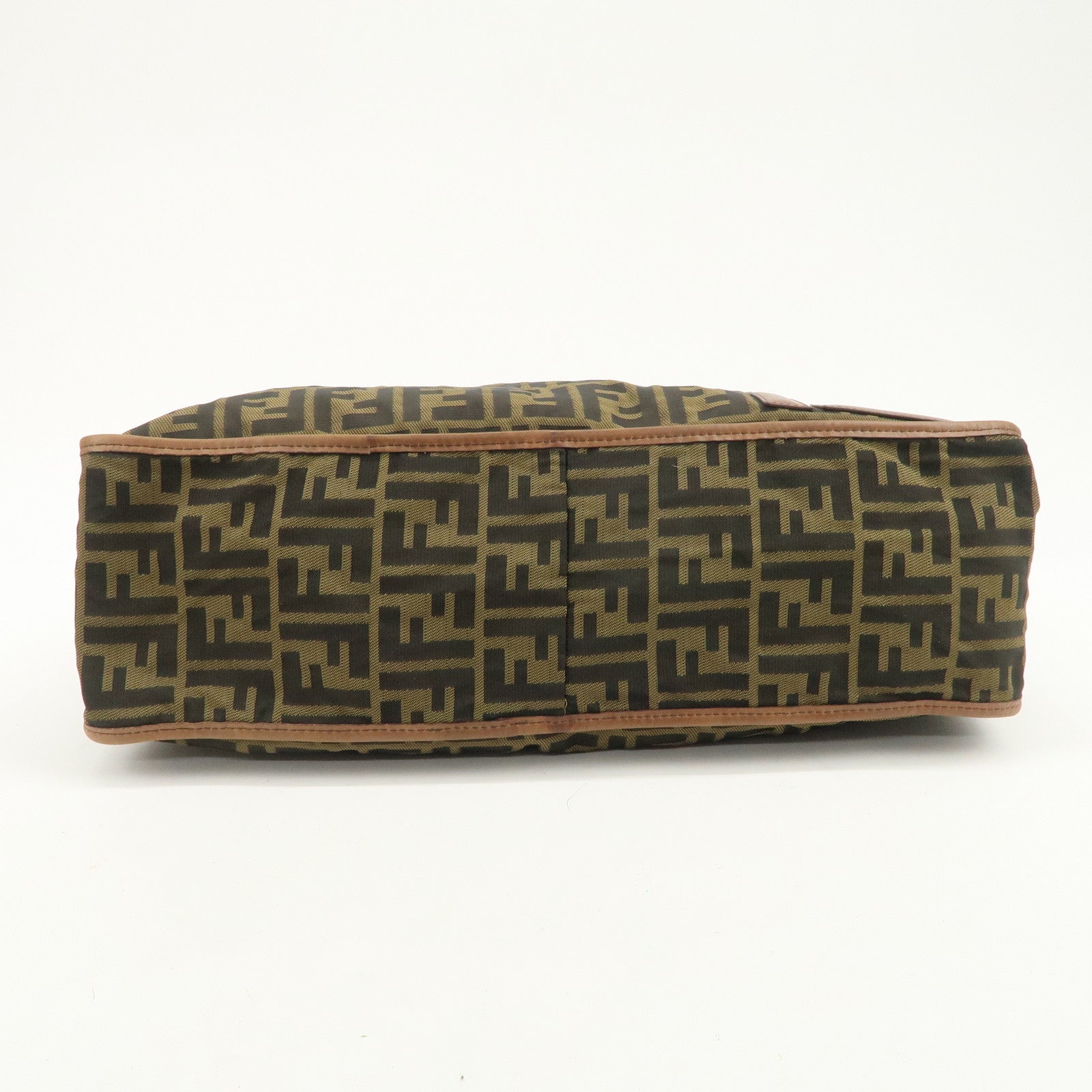 FENDI Zucca Canvas Leather Shoulder Bag Crossbody Bag Brown 7VA148