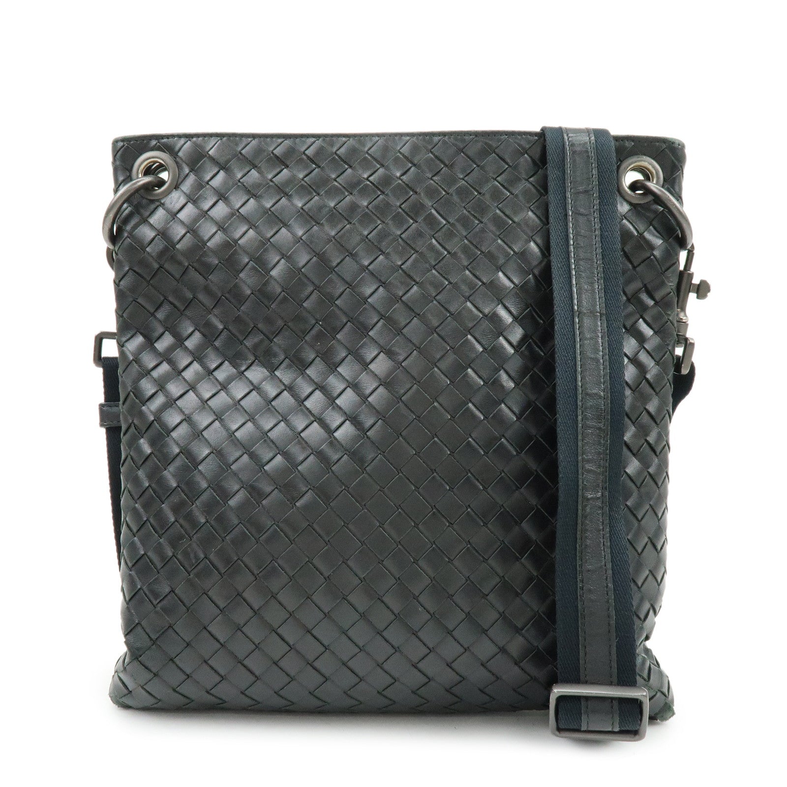 BOTTEGA VENETA Intrecciato Leather Shoulder Bag Black 172736