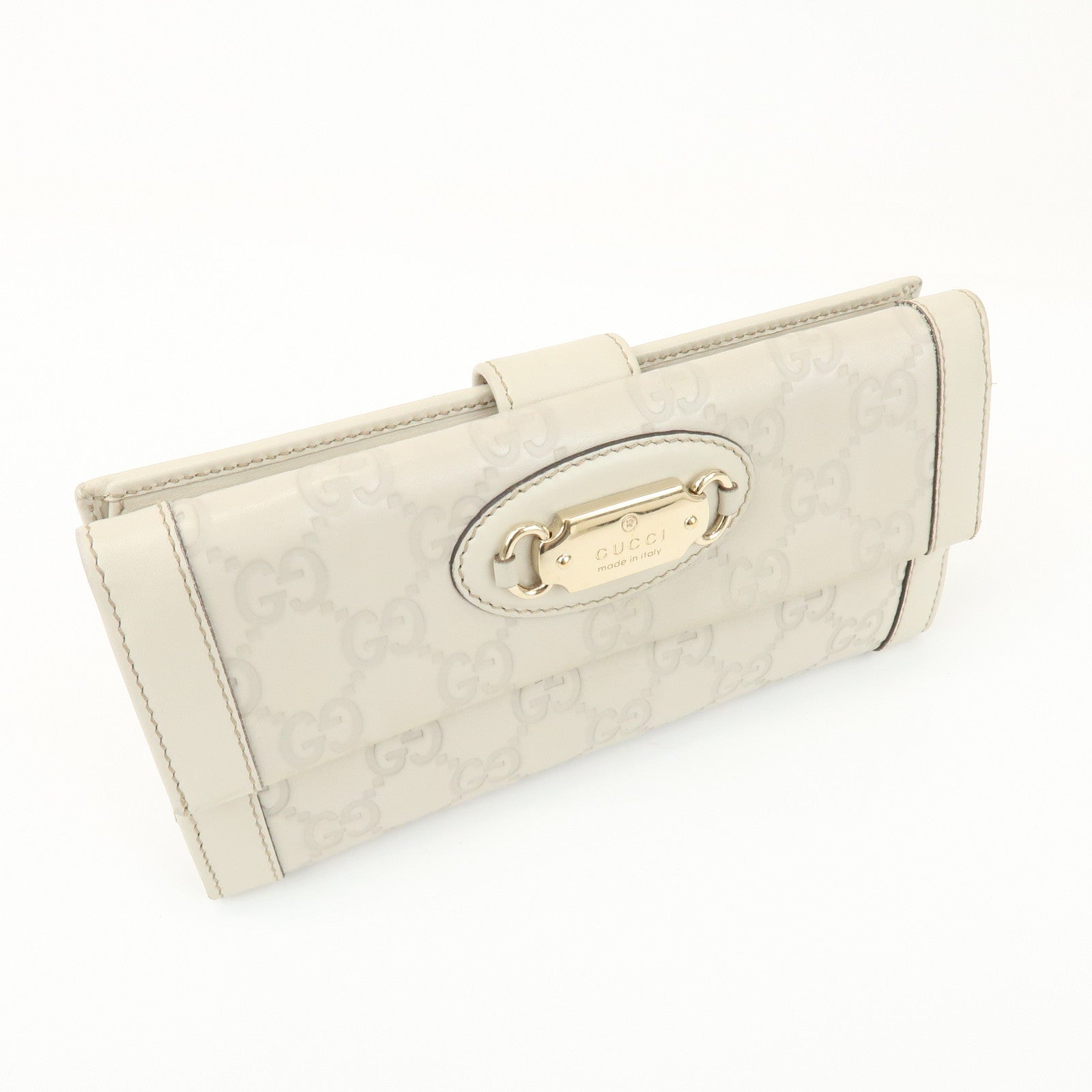 GUCCI Guccissima Leather Long Wallet Ivory Gold 146199
