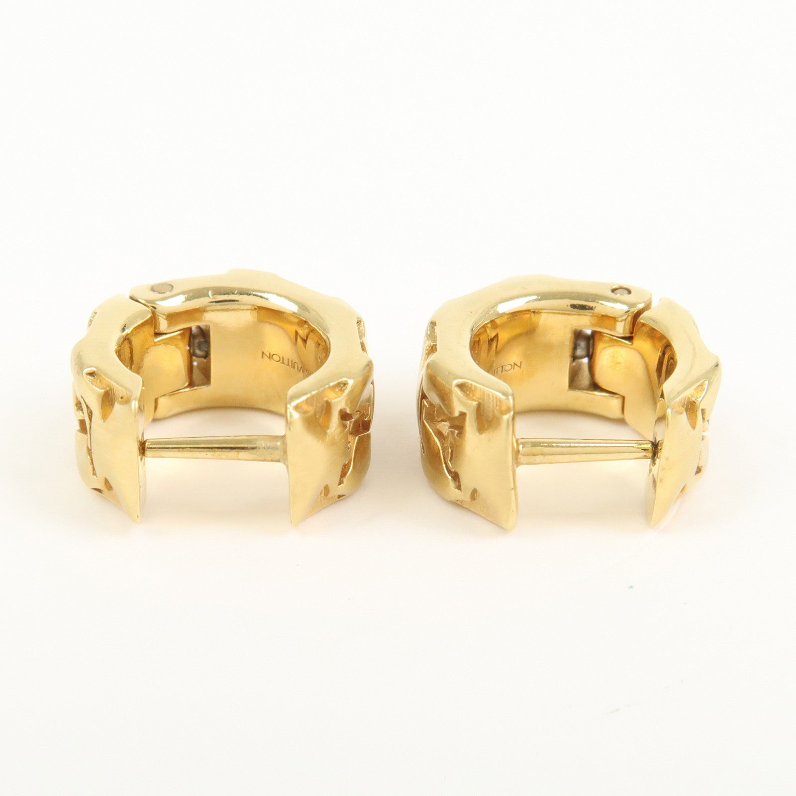 Louis Vuitton LV Logo Metal Earrings Gold M00812