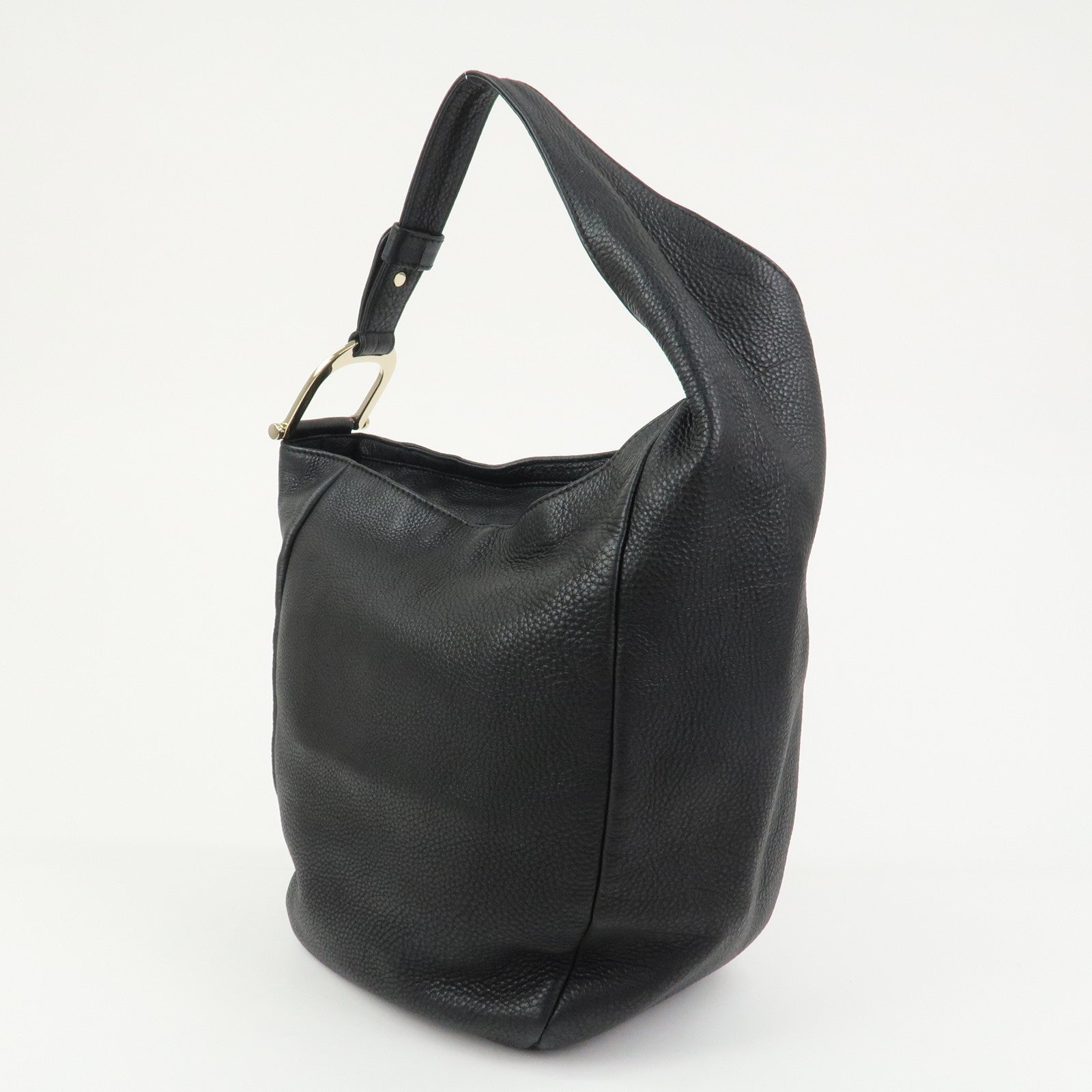 GUCCI Greenwich Logo Leather Shoulder Bag Hand Bag Black 257050