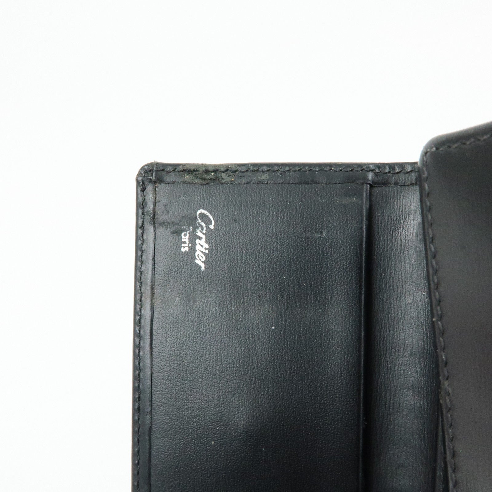 Cartier Set of 3 Leather Wallet 6 Rings Key Case Bordeaux Black