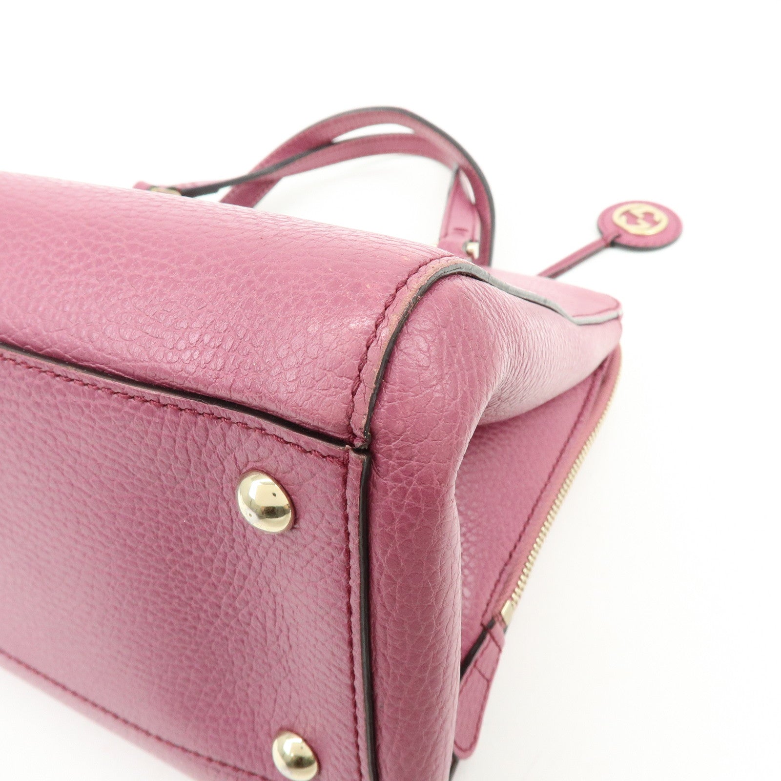 GUCCI Logo Leather 2Way Bag Hand Bag Shoulder Bag Pink 391987
