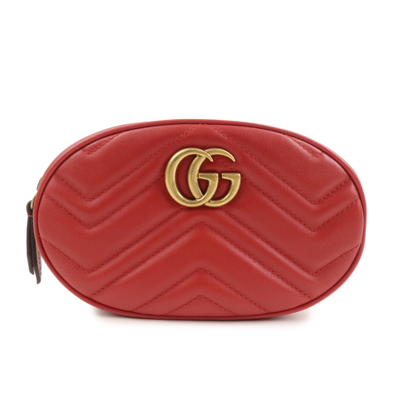 GUCCI GG Marmont Leather Waist Bag Crossbody Bag Red 476434