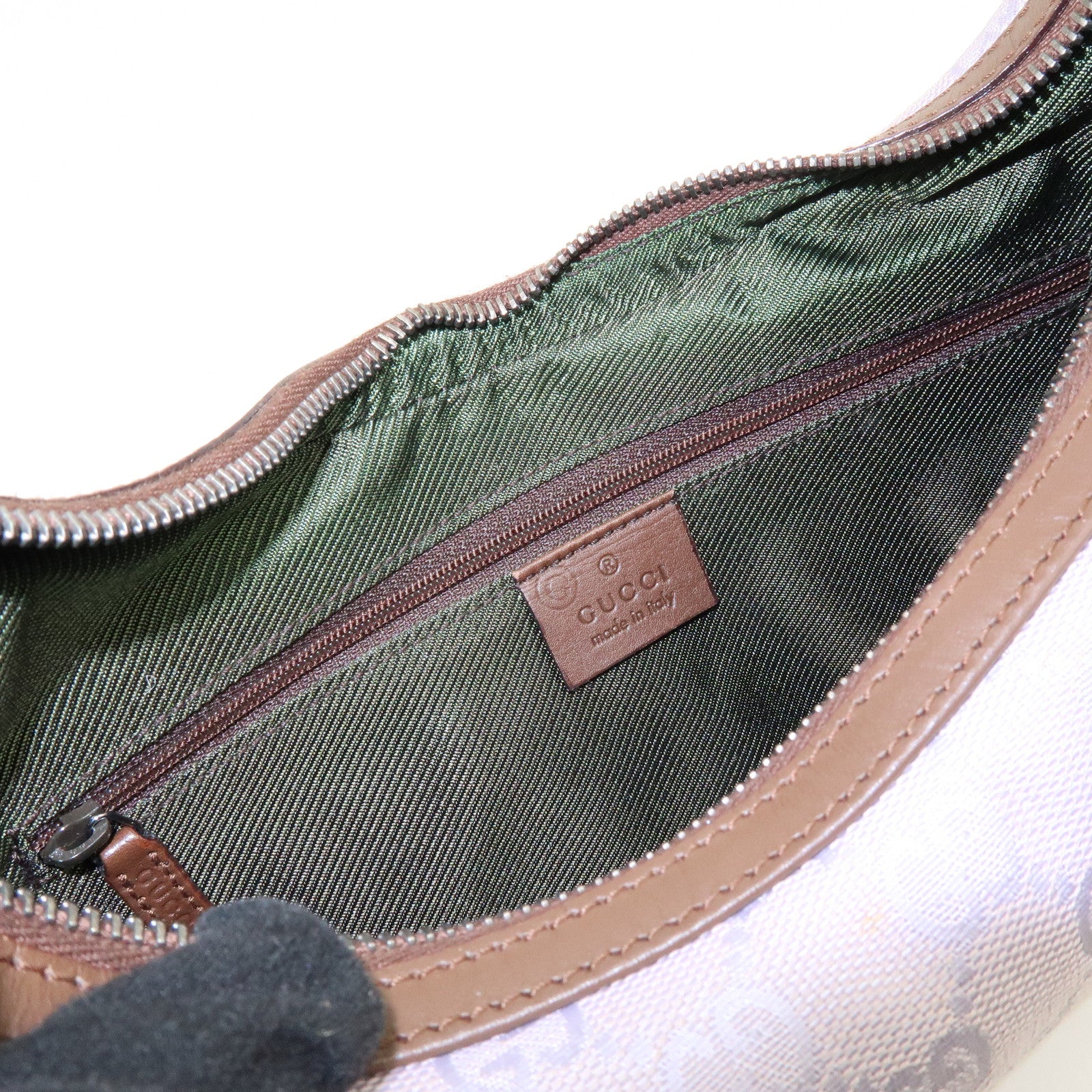 GUCCI GG Canvas Leather Shoulder Bag Hand Bag Purple Brown 01233