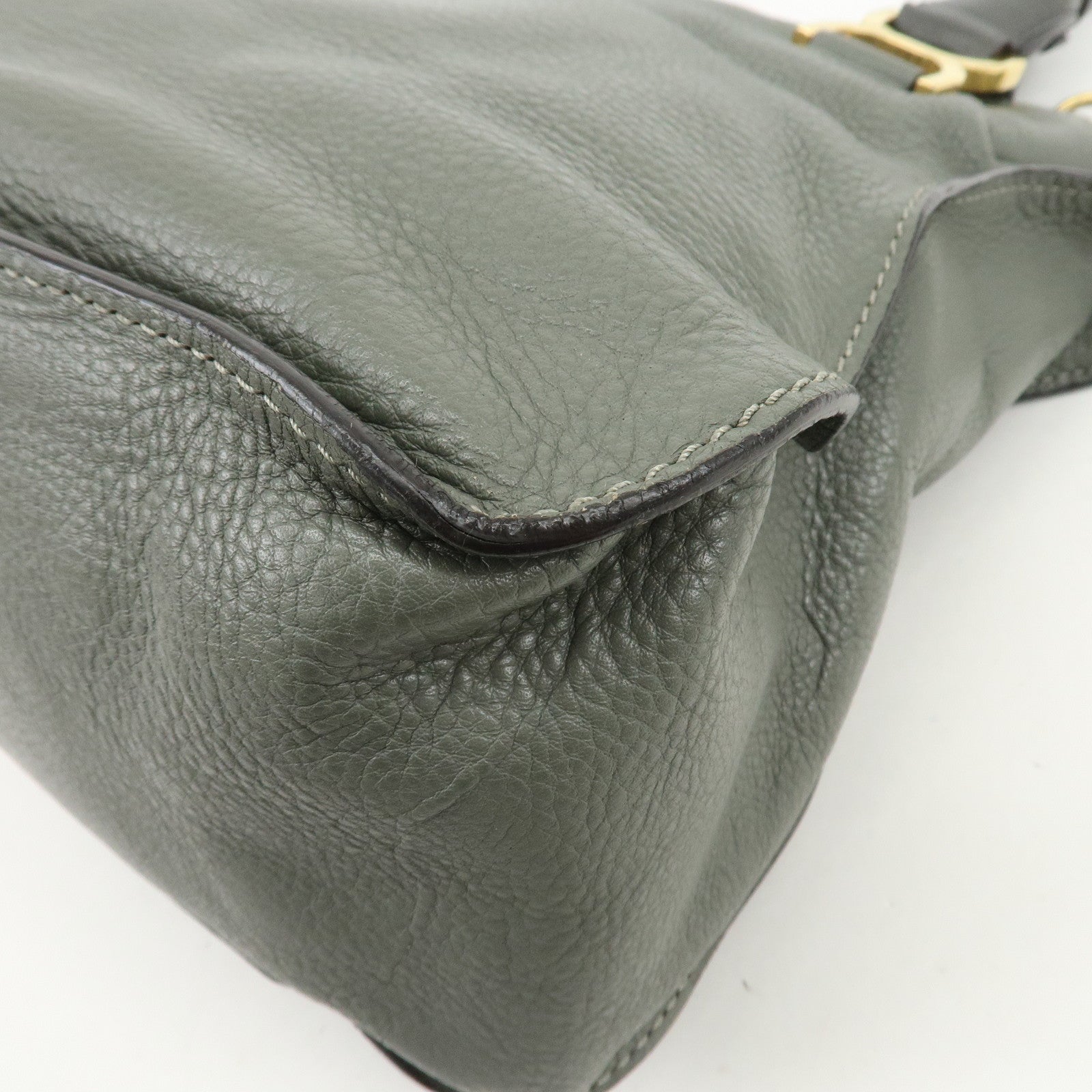 Chloe Marcie Leather Tote Bag Shoulder Bag Hand Bag Gray