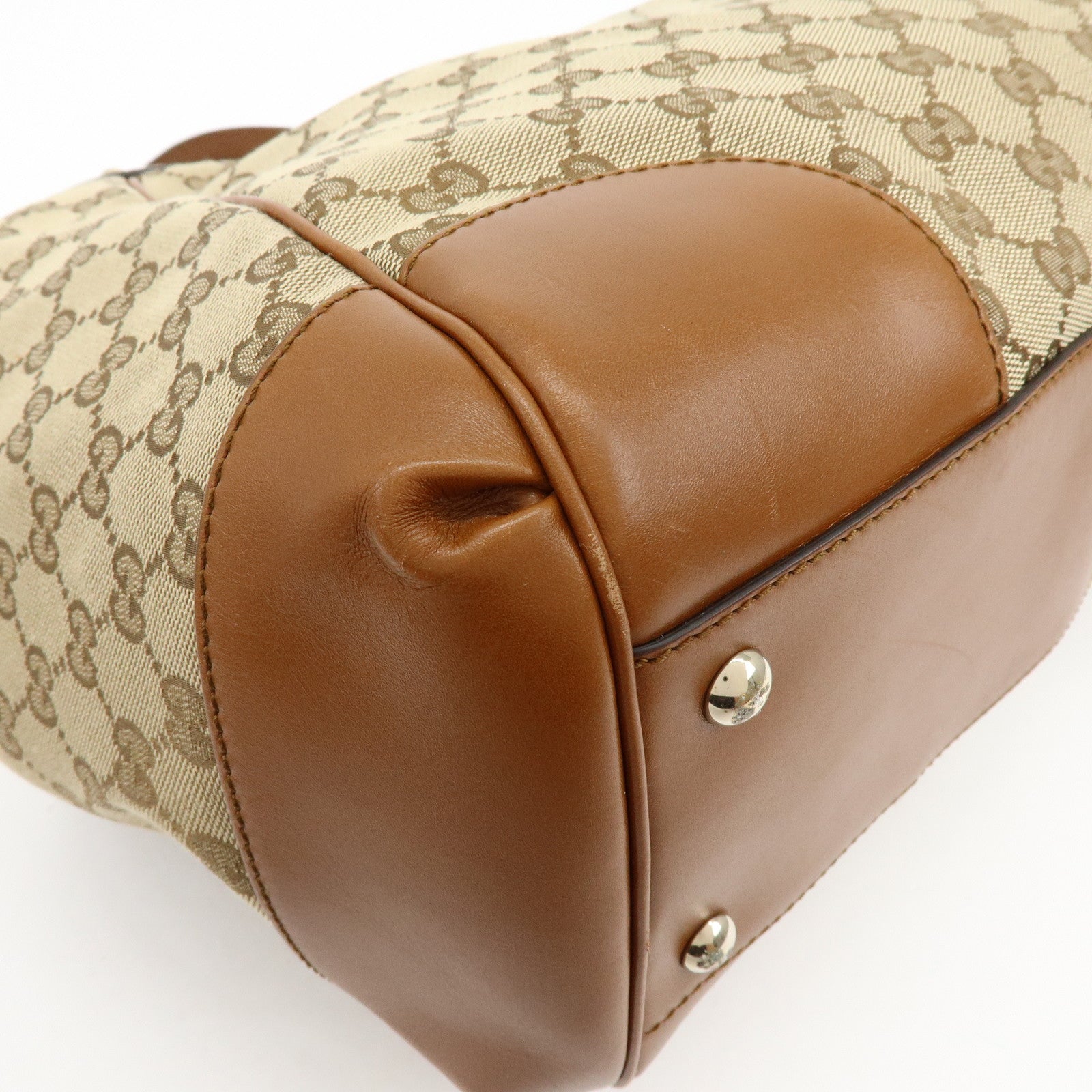 GUCCI Interlocking G GG Canvas Leather Tote Bag Shoulder Bag 296896
