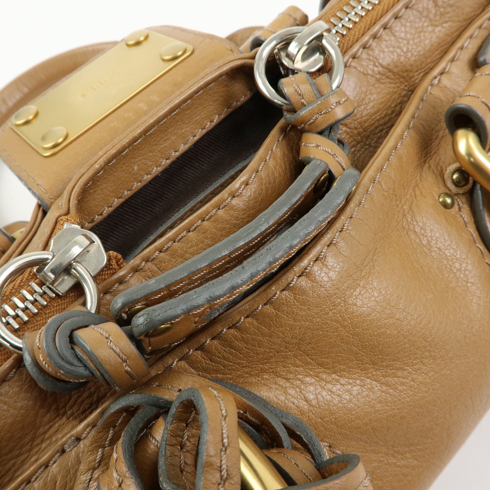 Chloe Paddington Leather Mini Hand Bag Boston Bag Brown