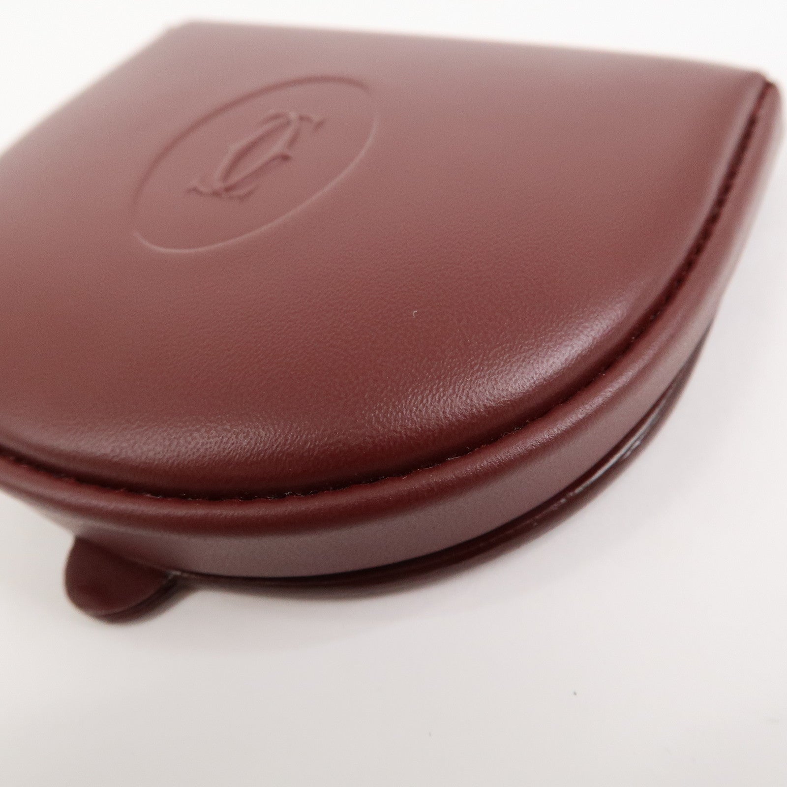 Cartier Must Line Logo Leather Coin Case Coin Purse Bordeaux