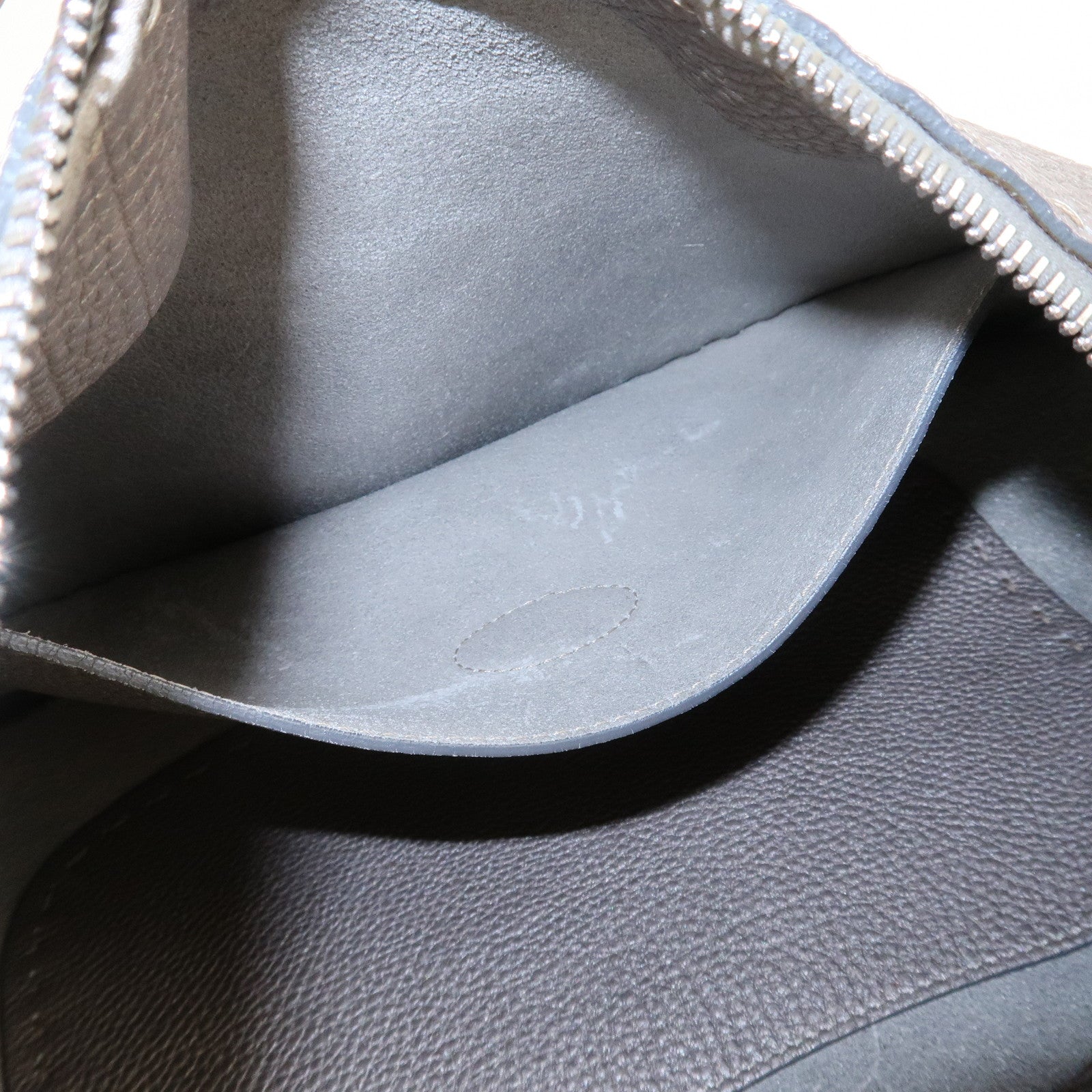 FENDI Selleria Leather Shoulder Bag Hand Bag Silver 8BR582