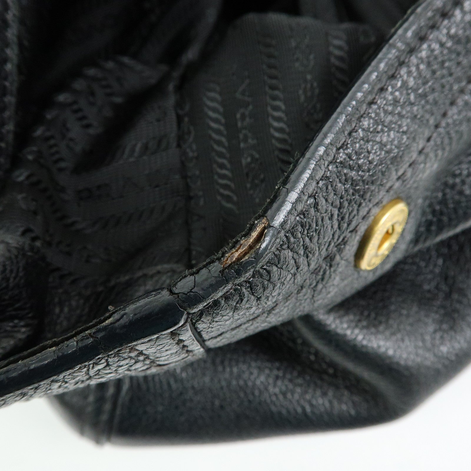 PRADA Logo Leather 2Way Bag Hand Bag Shoulder Bag Black BR4083