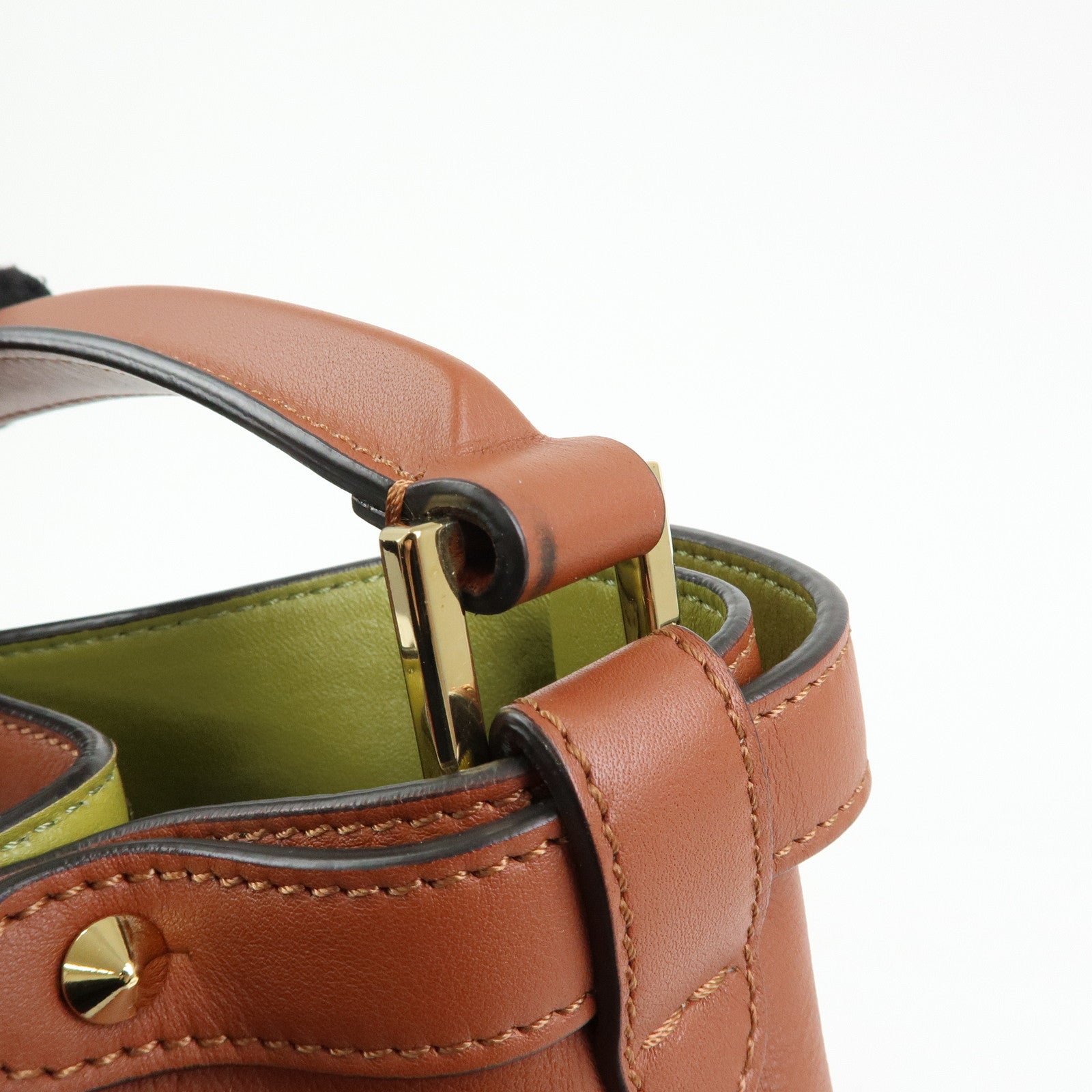 FENDI Peekaboo X‑Lite Leather Shoulder Bag Hand Bag Brown 8BN304