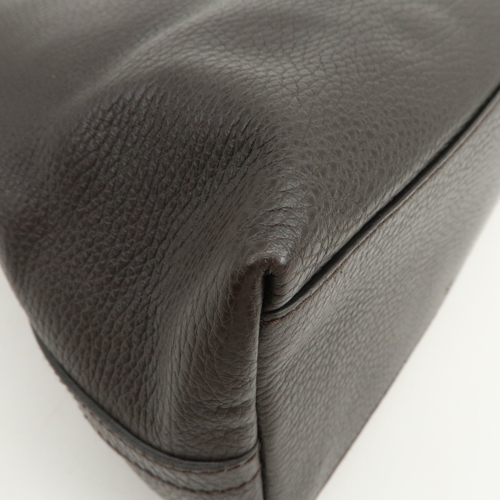 GUCCI Logo Leather Tote Bag Shoulder Bag Dark Brown 419689