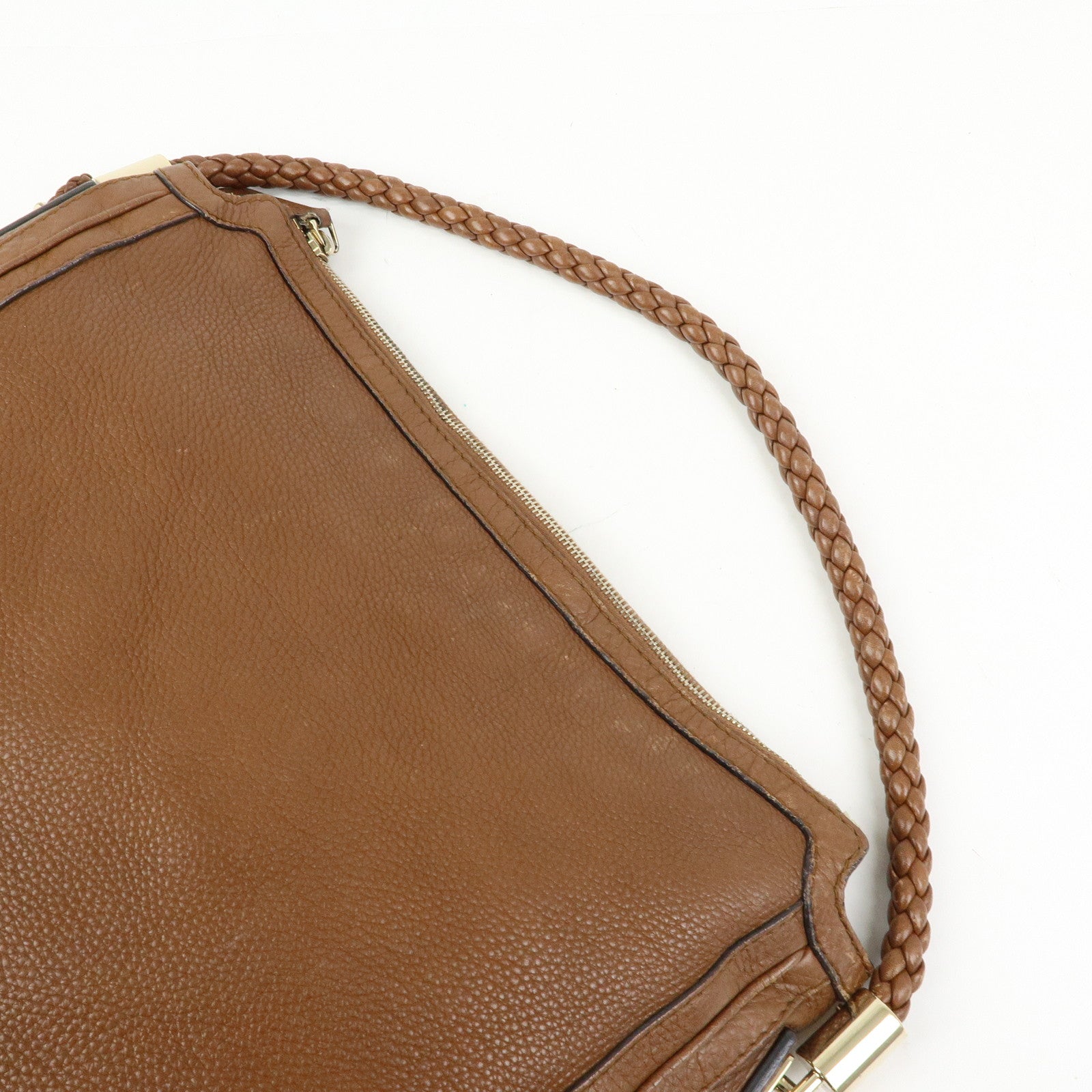 GUCCI Bamboo Leather Shoulder Bag Hand Bag Tassel Brown 269947