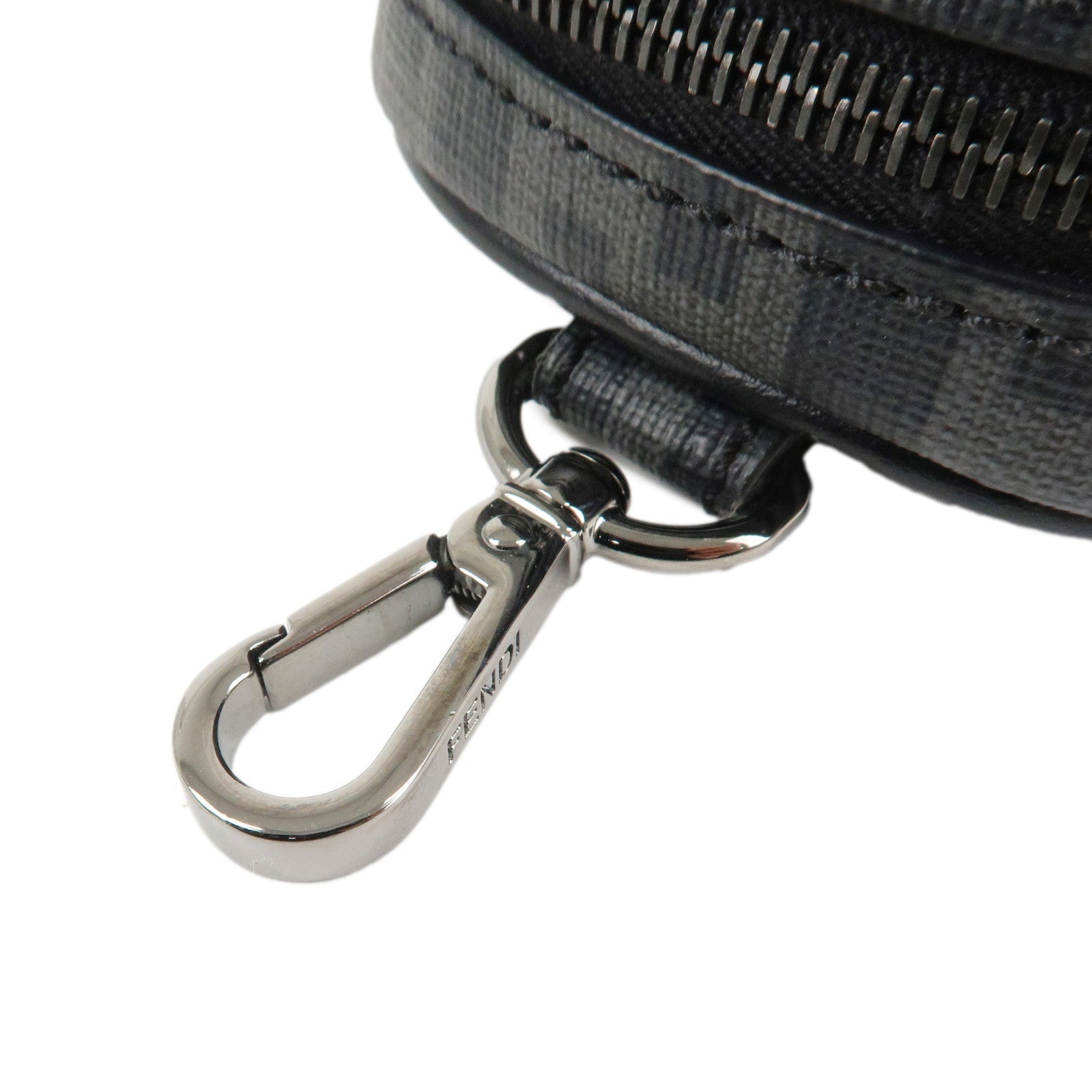 FENDI Zucca Leather PVC Airpods Case Black Gray 7AS121 Used