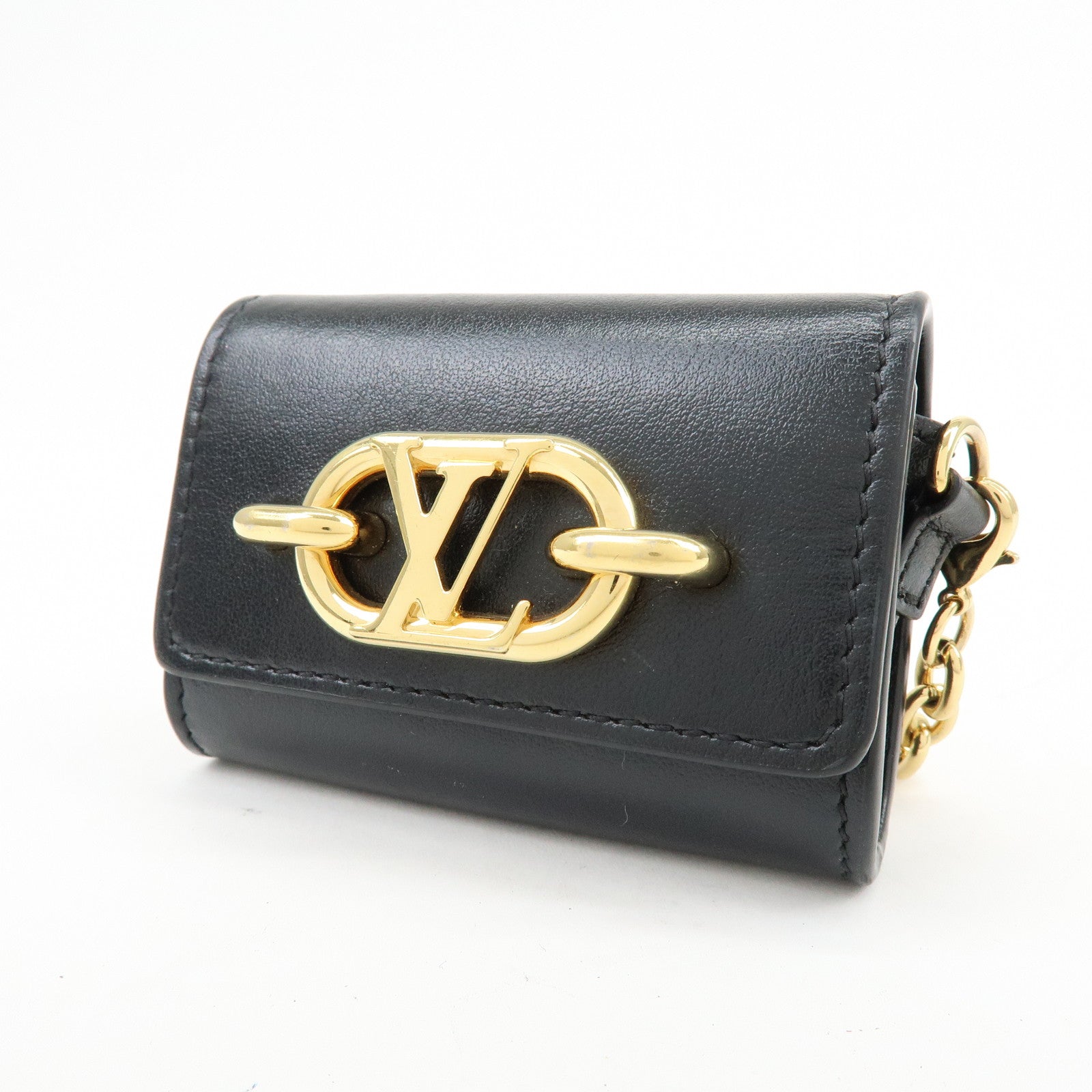 Louis Vuitton Leather Bijou Sac Earphone Case Pouch Noir M00829