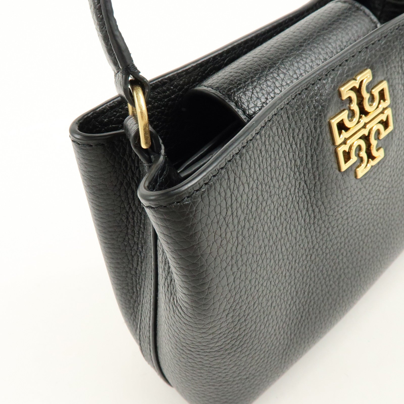 TORY BURCH Britten Micro Satchel Leather 2Way Bag Hand Bag Black