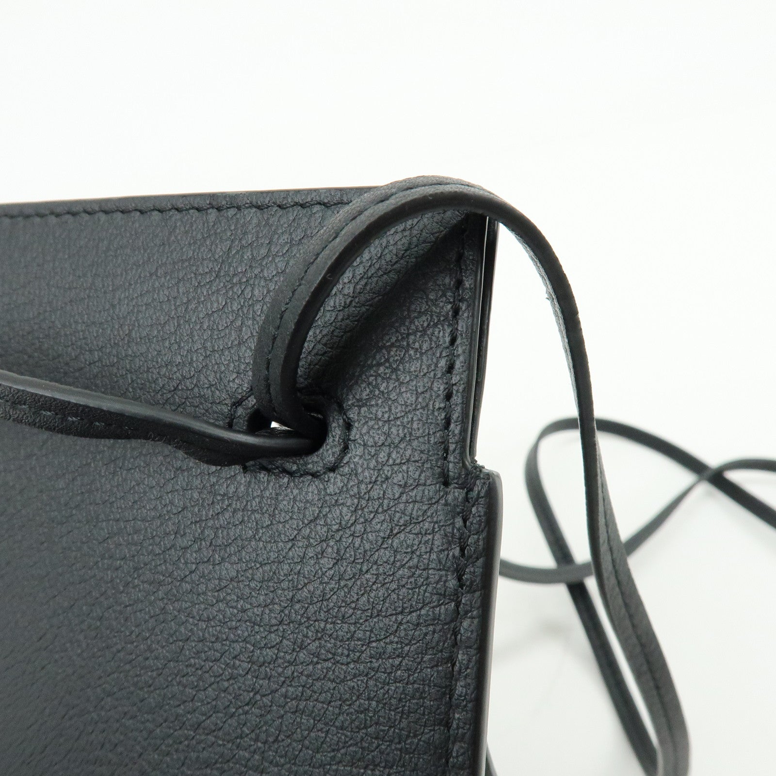 LOEWE Anagram Dice Pocket Shoulder Bag Calf Leather Crossbody Black